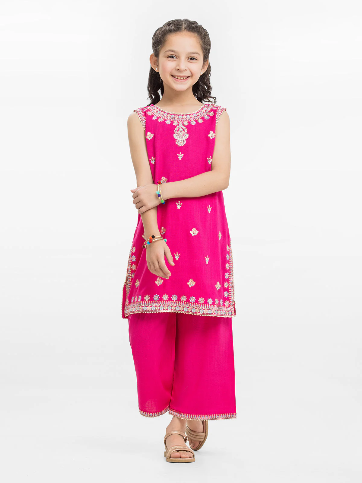 Embroidered Raw Silk Shirt Trouser - EGTKE23-70733ST