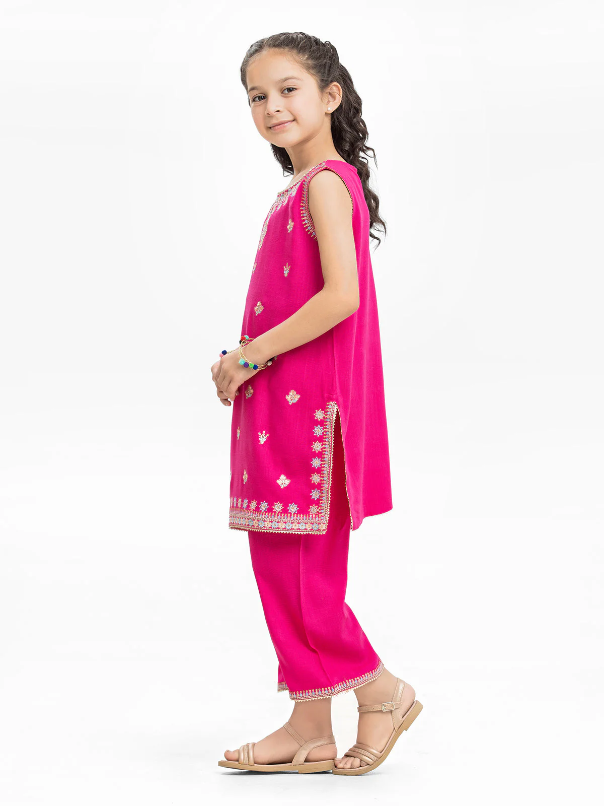 Embroidered Raw Silk Shirt Trouser - EGTKE23-70733ST - Image 3