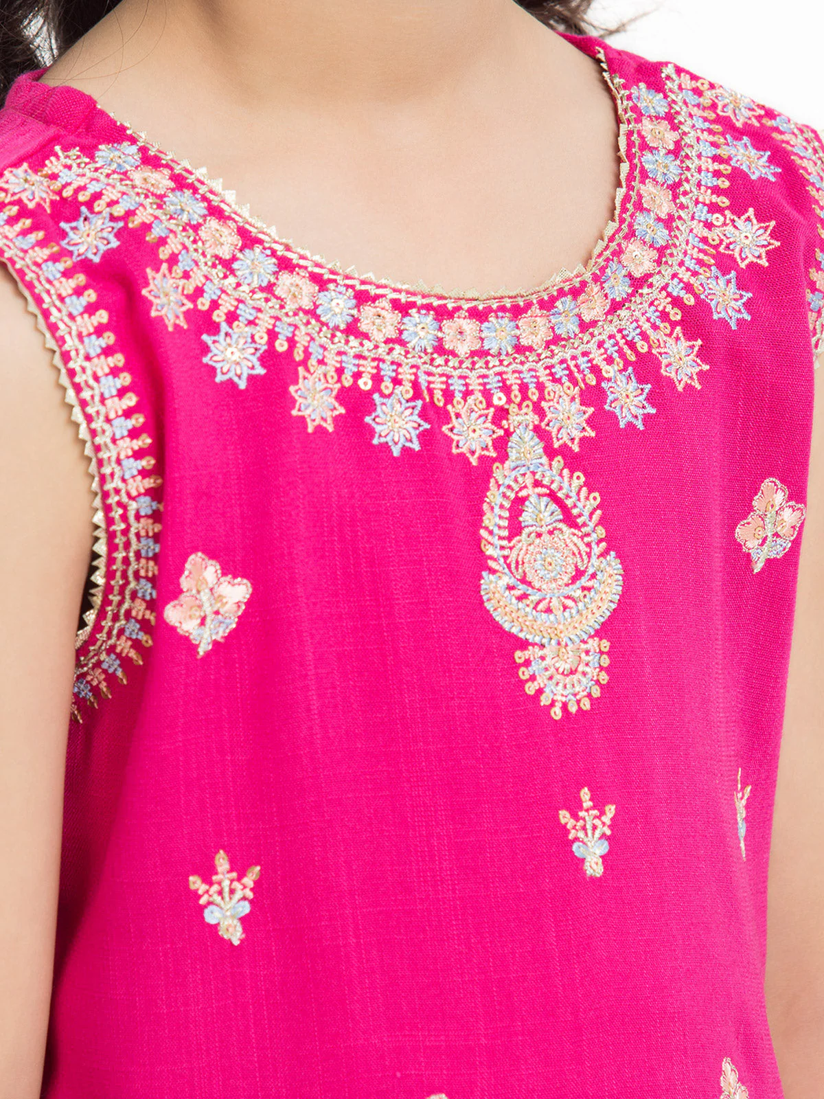 Embroidered Raw Silk Shirt Trouser - EGTKE23-70733ST - Image 4
