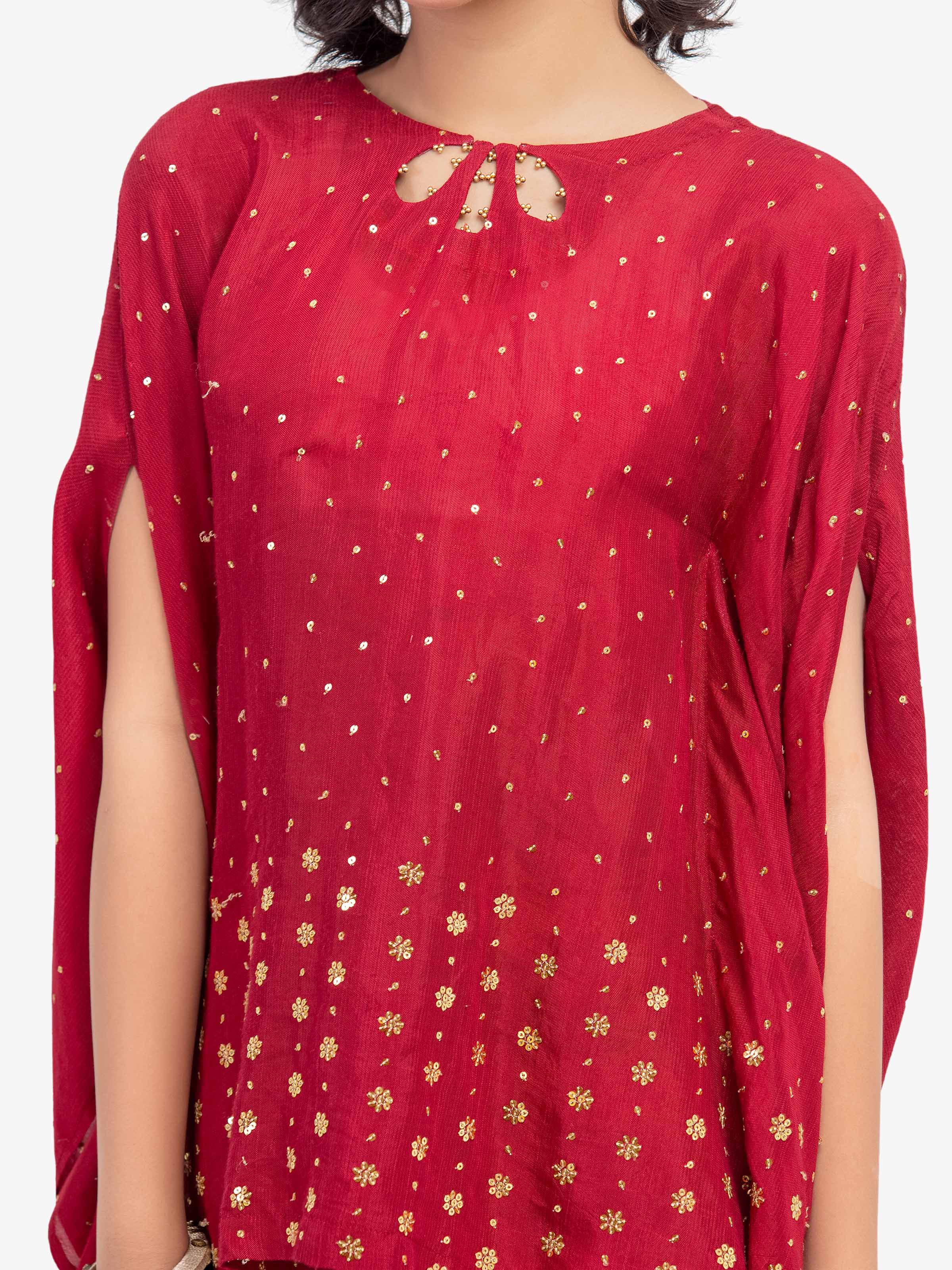 Embroidered Raw Silk Co-Ord Set - EGTPLE5-50045ST - Image 3