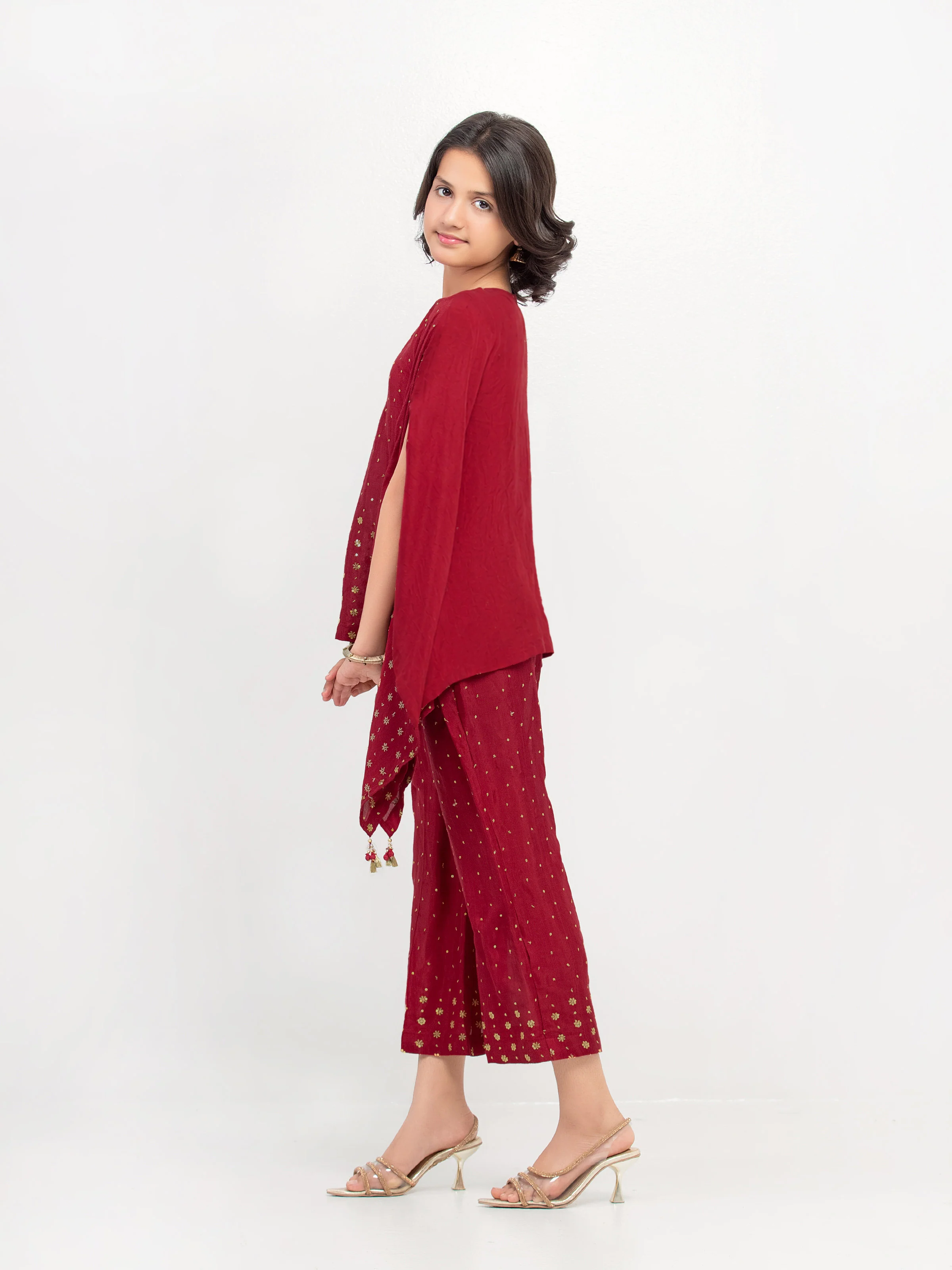 Embroidered Raw Silk Co-Ord Set - EGTPLE5-50045ST - Image 4