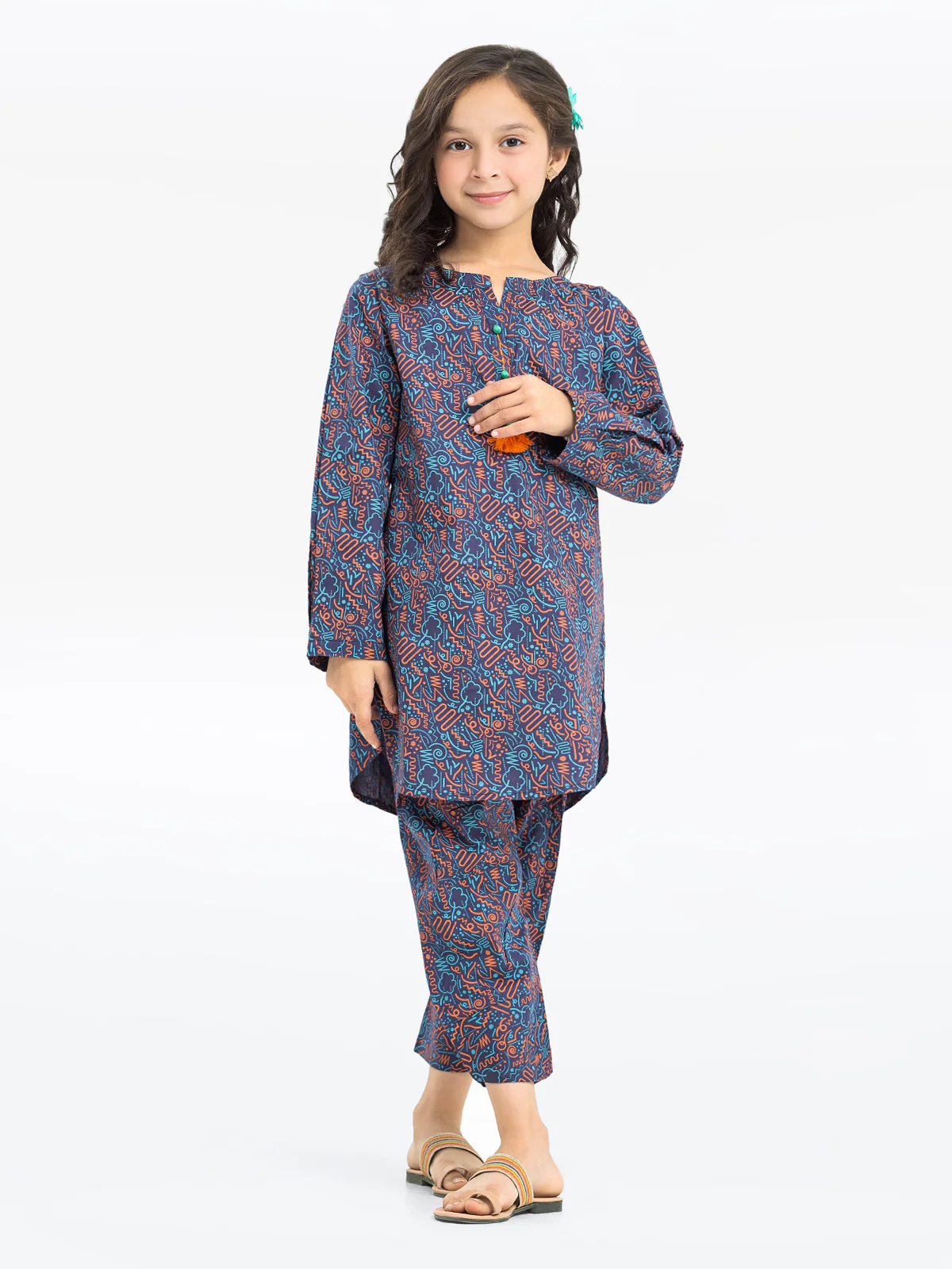Printed Cotton Satin Co-Ord Set - EGTKP24-70740ST