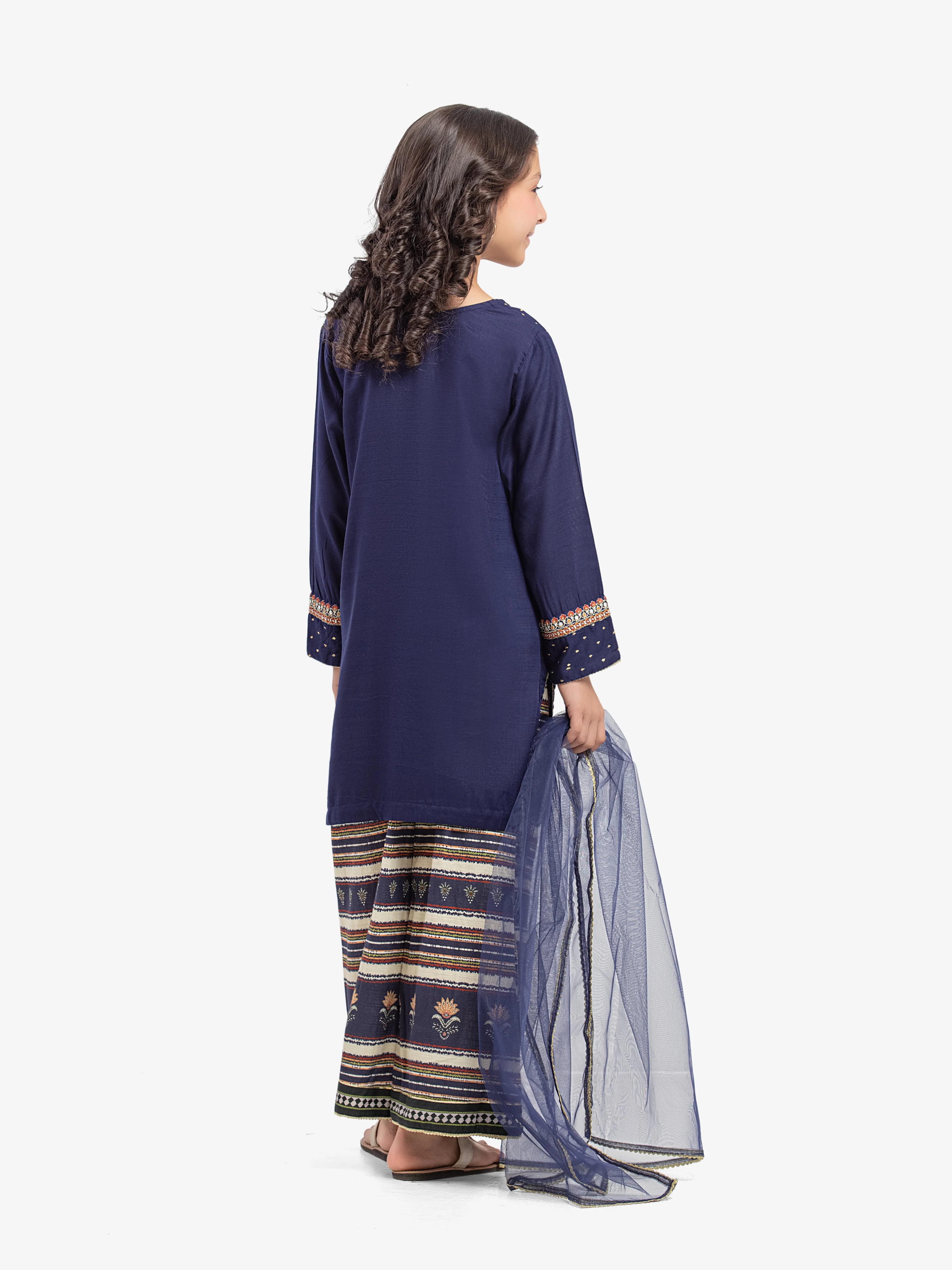 Embroidered Raw Silk Suit - EGTPLE5-50039-3P - Image 5