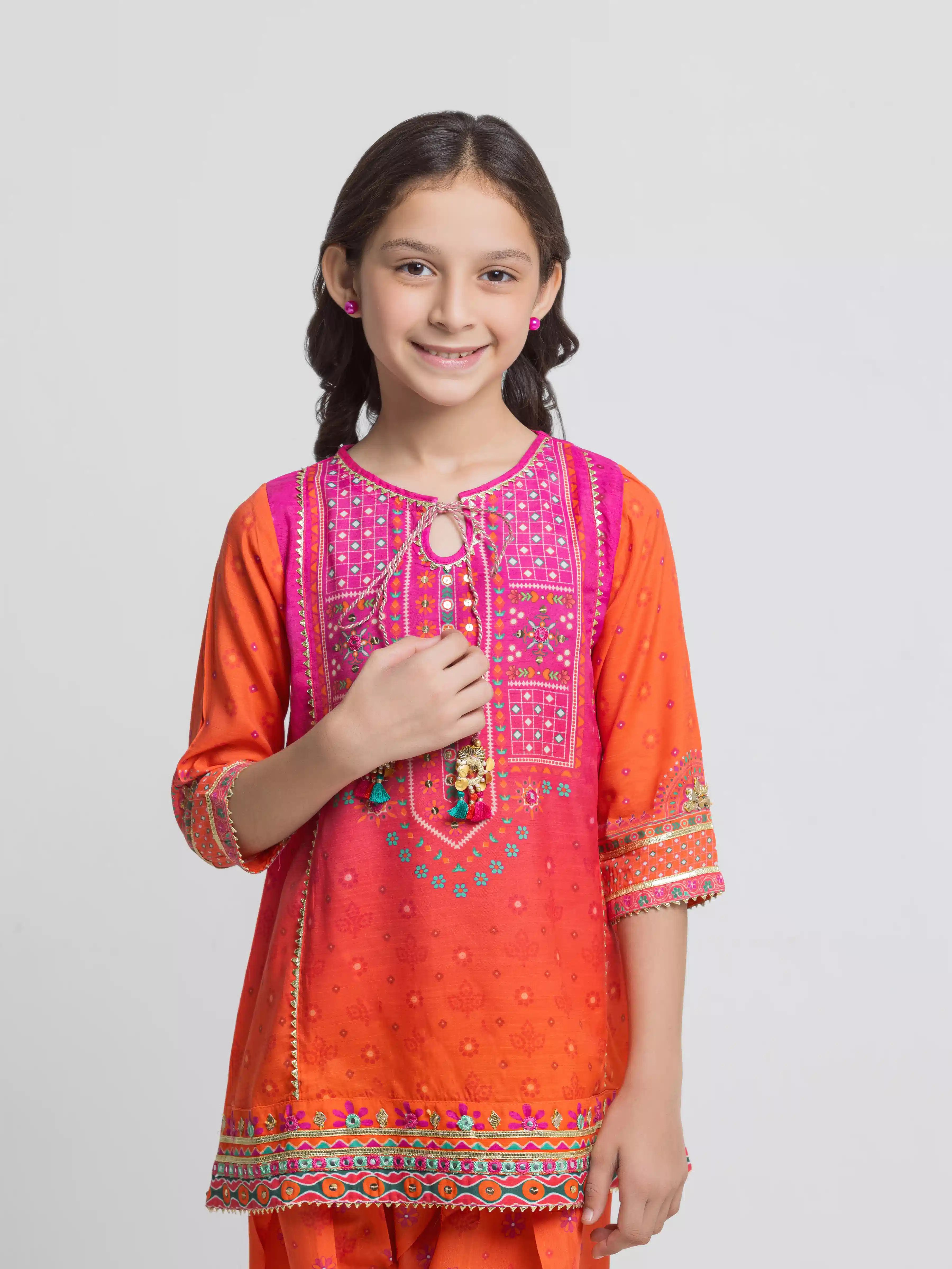 Block Print Raw Silk Co-Ord Set - EGTKEP6-74012ST - Image 2