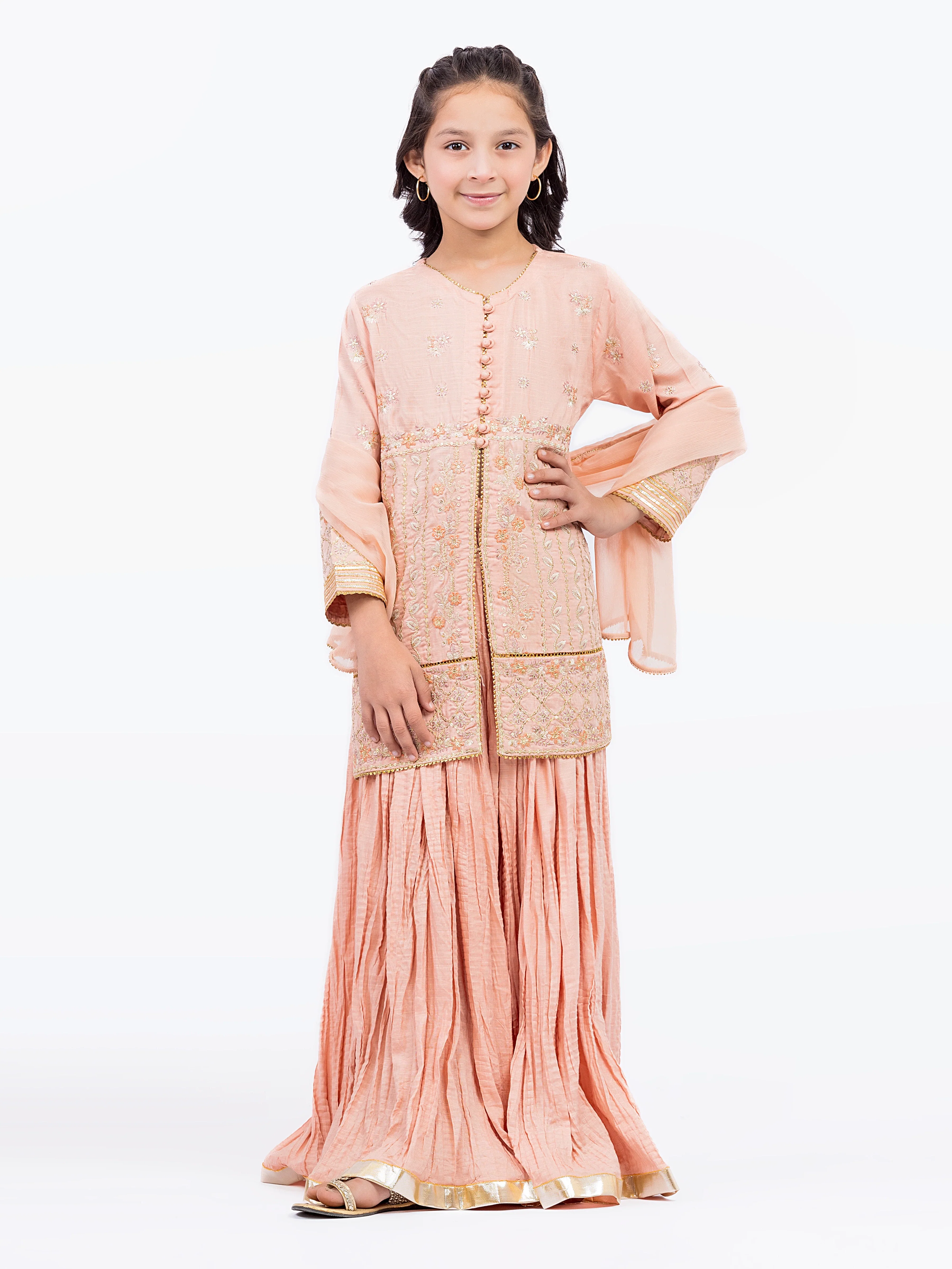 Embroidered Raw Silk Shirt Trouser - EGTPLE24-50020ST - Image 2