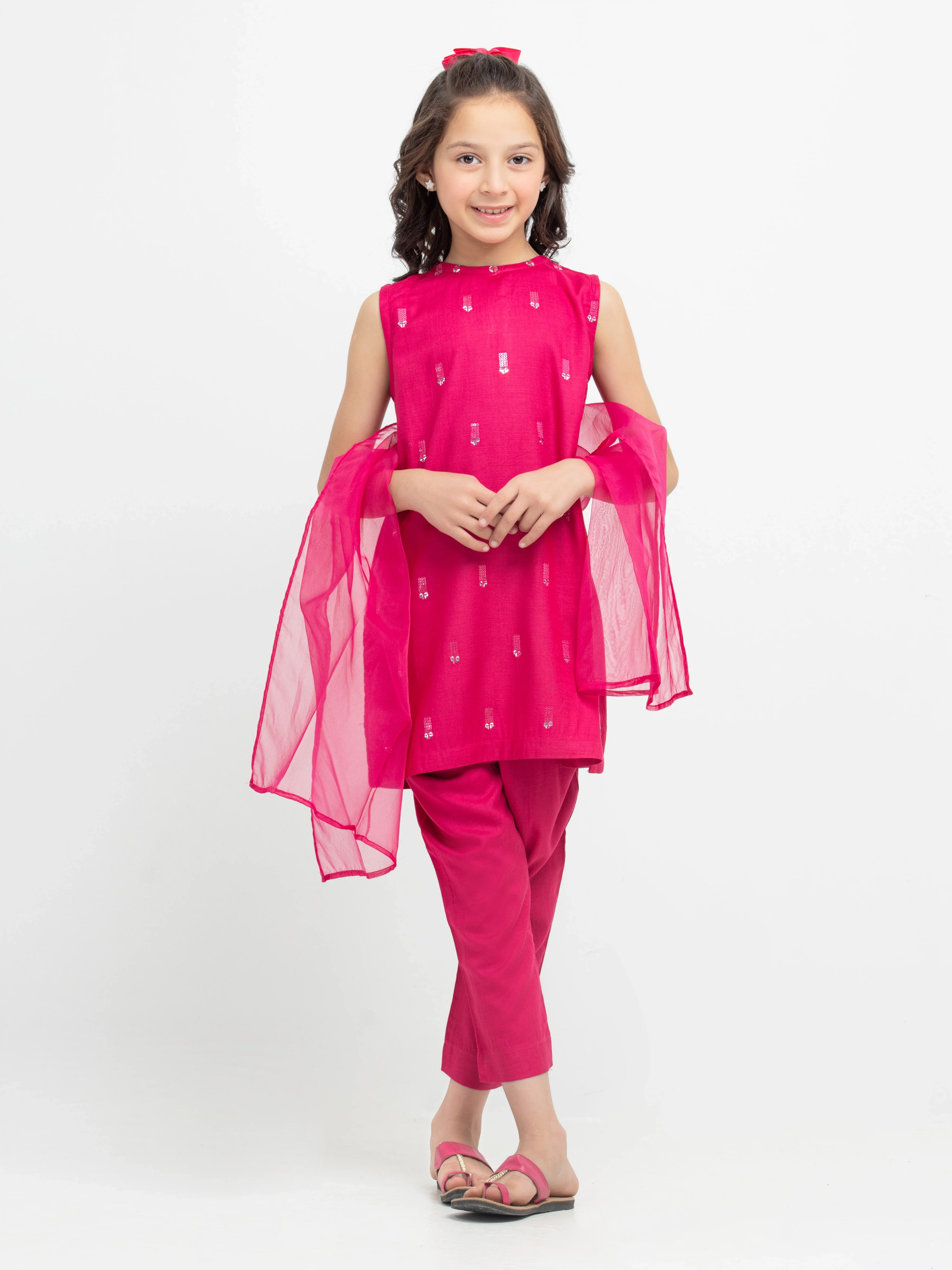 Embroidered Raw Silk Suit - EGTPLE24-50019-3P