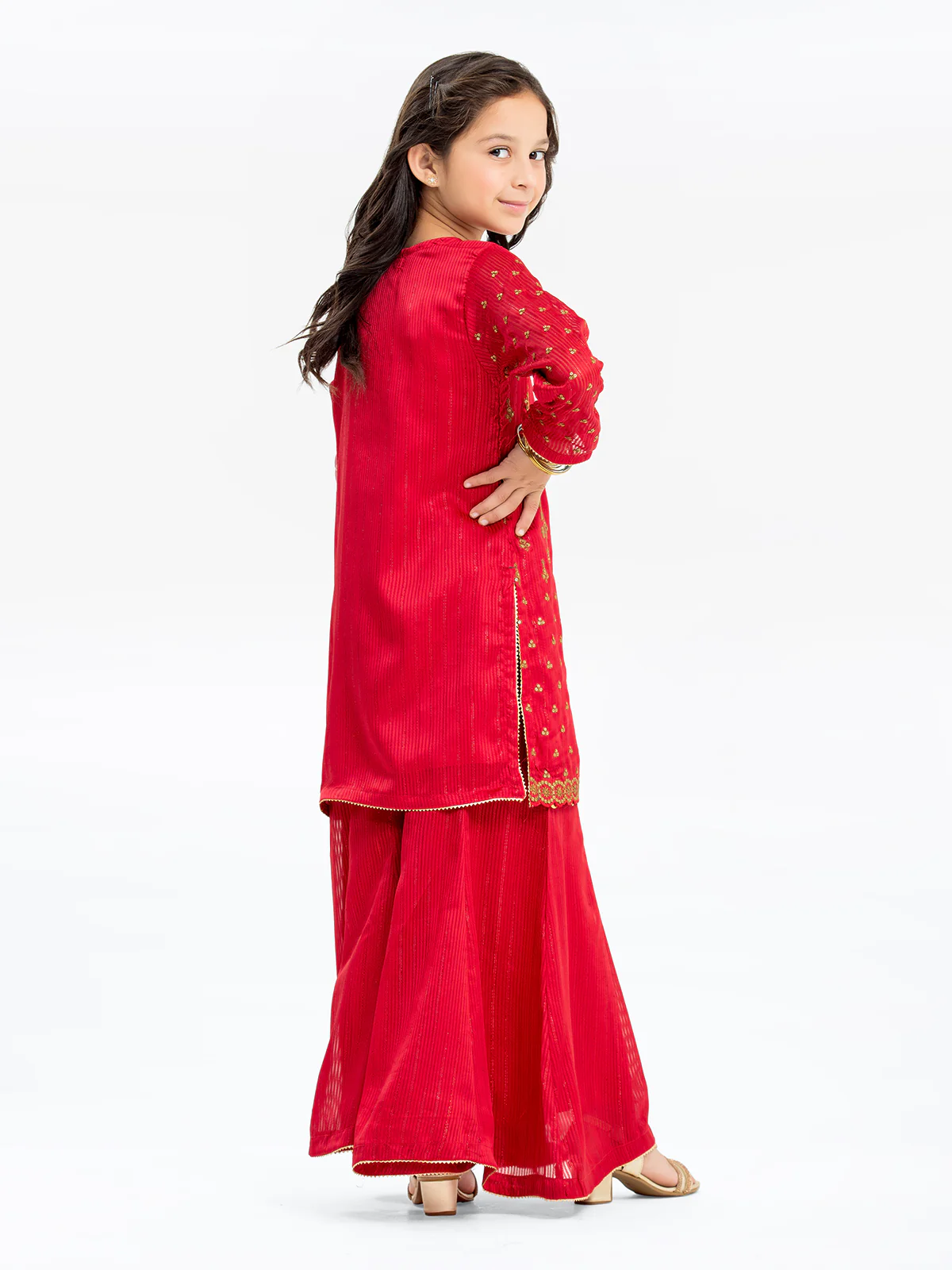 Embroidered Chiffon Gharara Suit - EGTPLE23-50002ST - Image 7