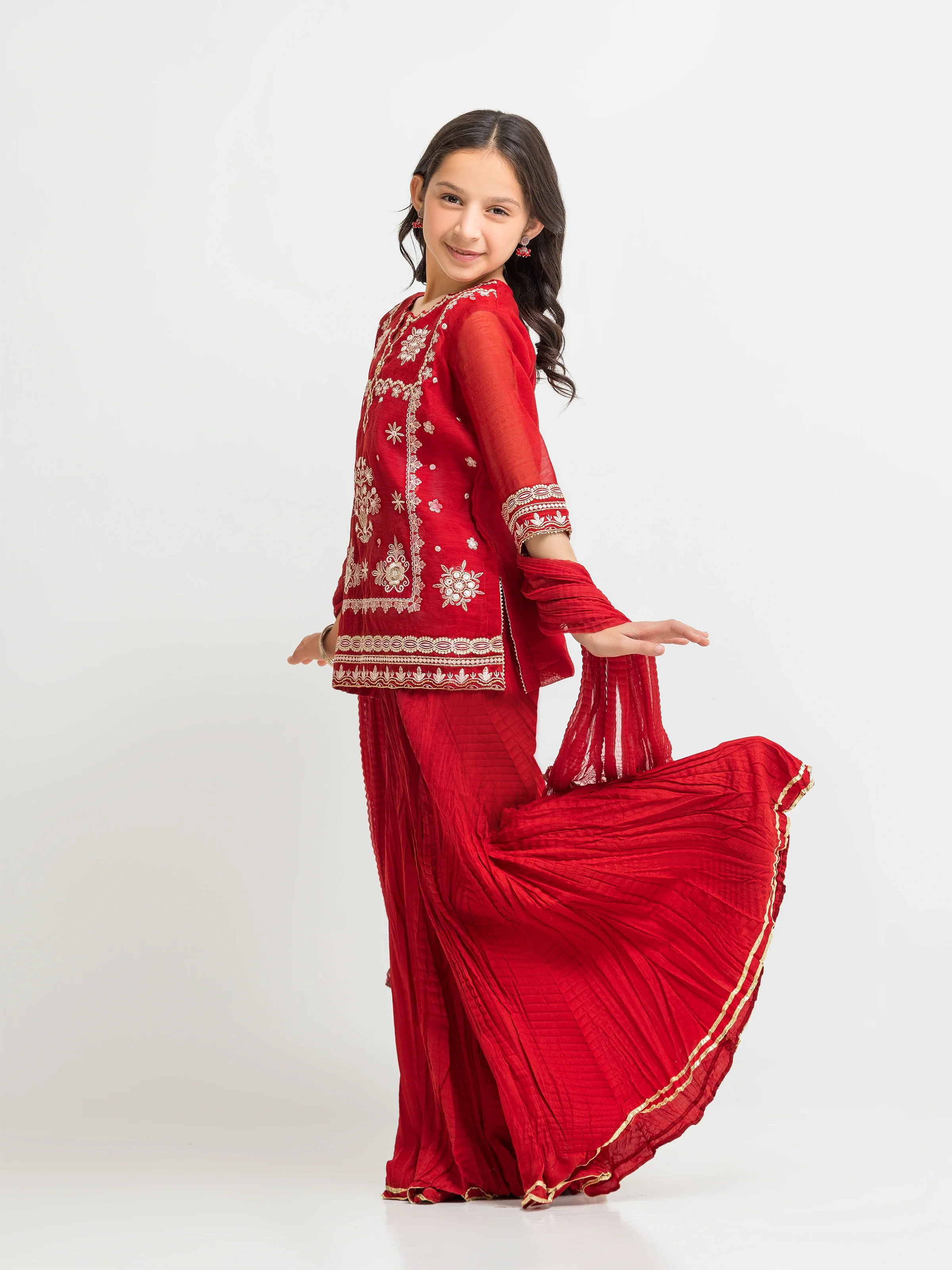 Embroidered Chanderi Gharara Suit - EGTPLED5-50090-3P - Image 4