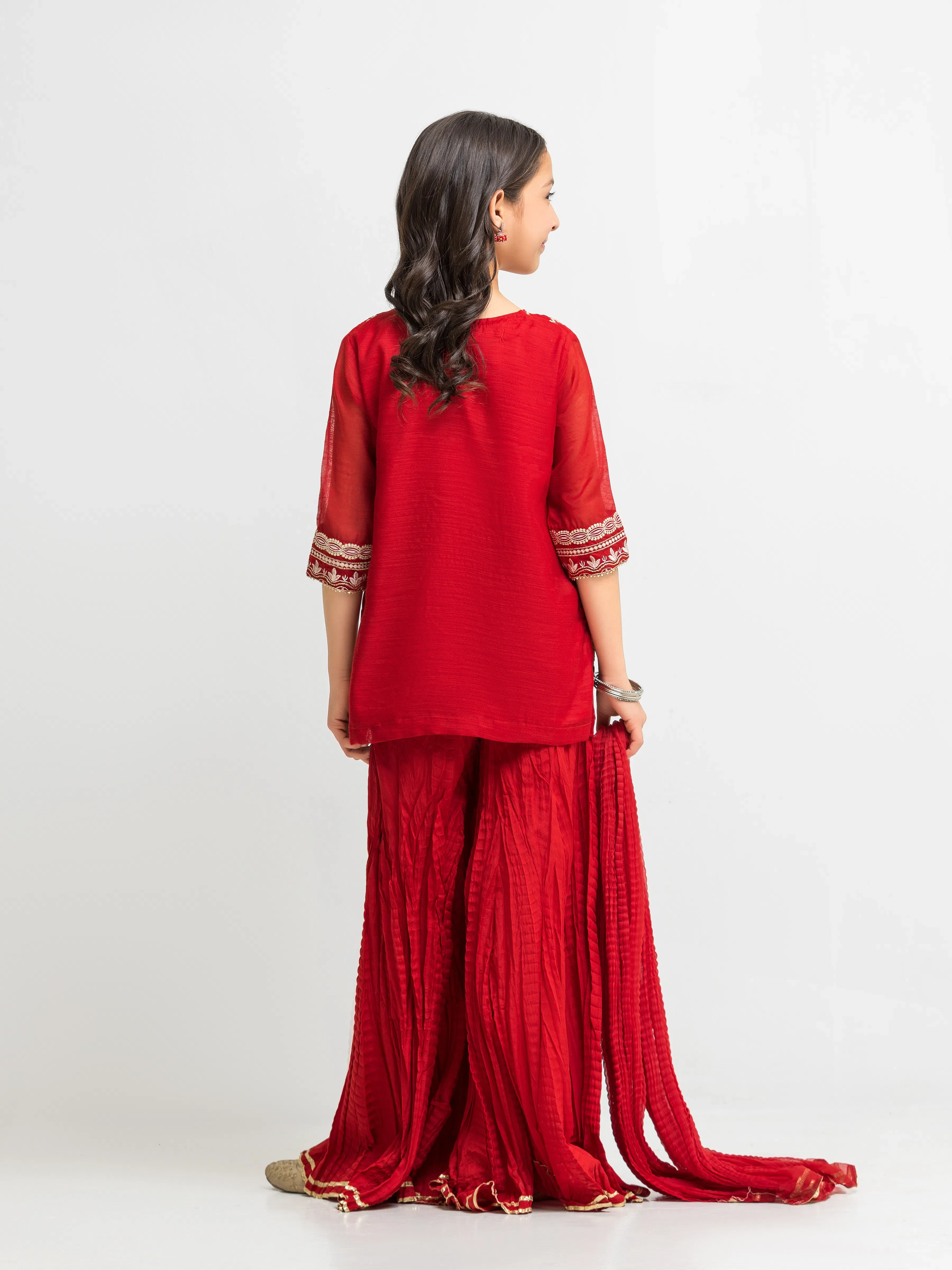 Embroidered Chanderi Gharara Suit - EGTPLED5-50090-3P - Image 5
