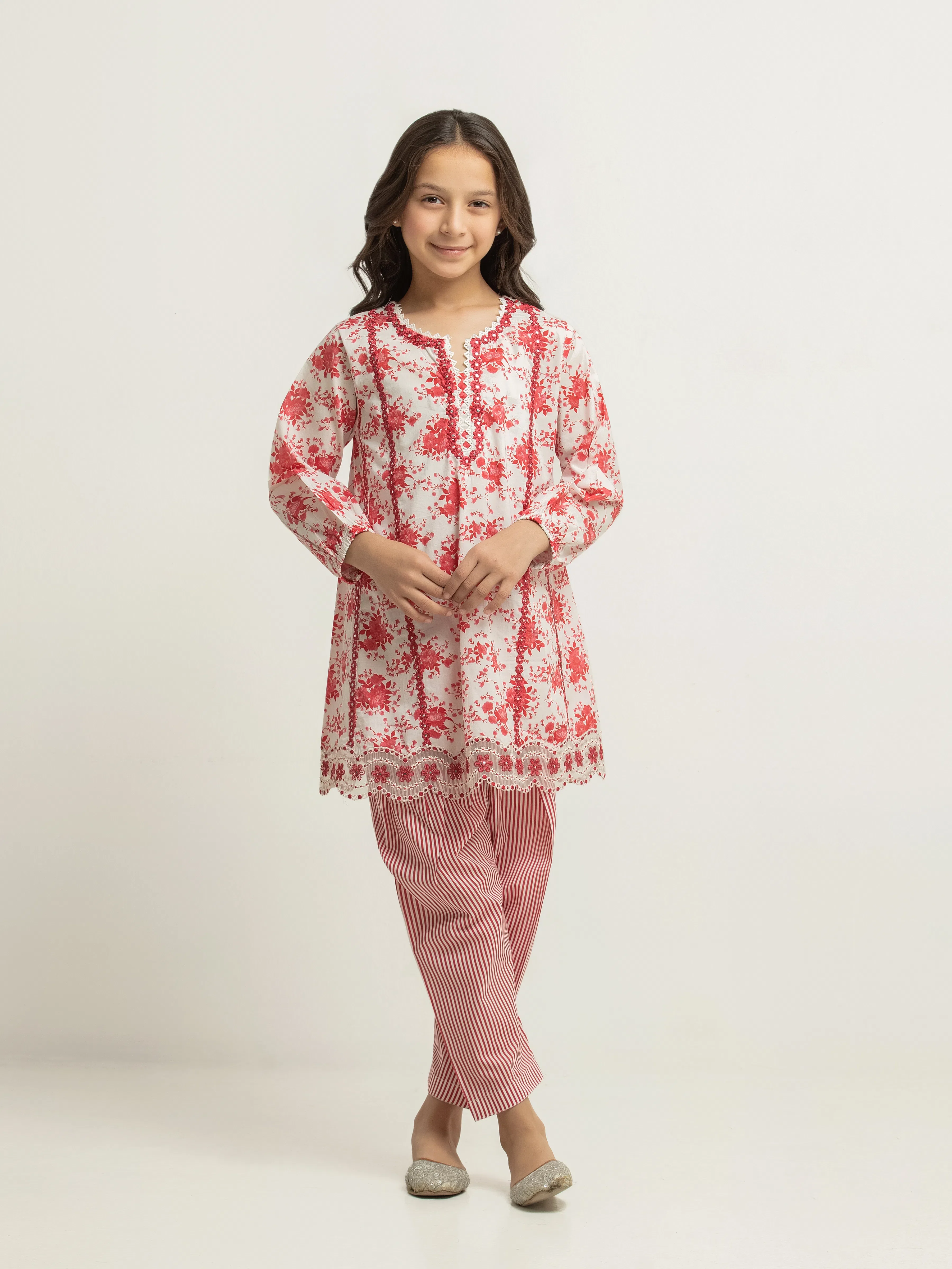 Embroidered Cambric Co-Ord Set - EGTKEP5-73023ST