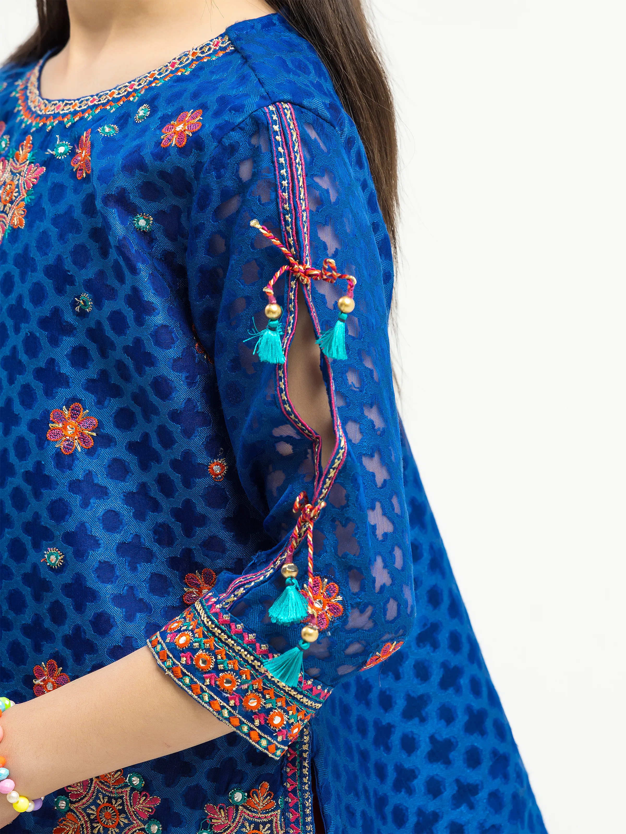 Embroidered Self Jacquard Co-Ord Set - EGTPLED5-50087ST - Image 3