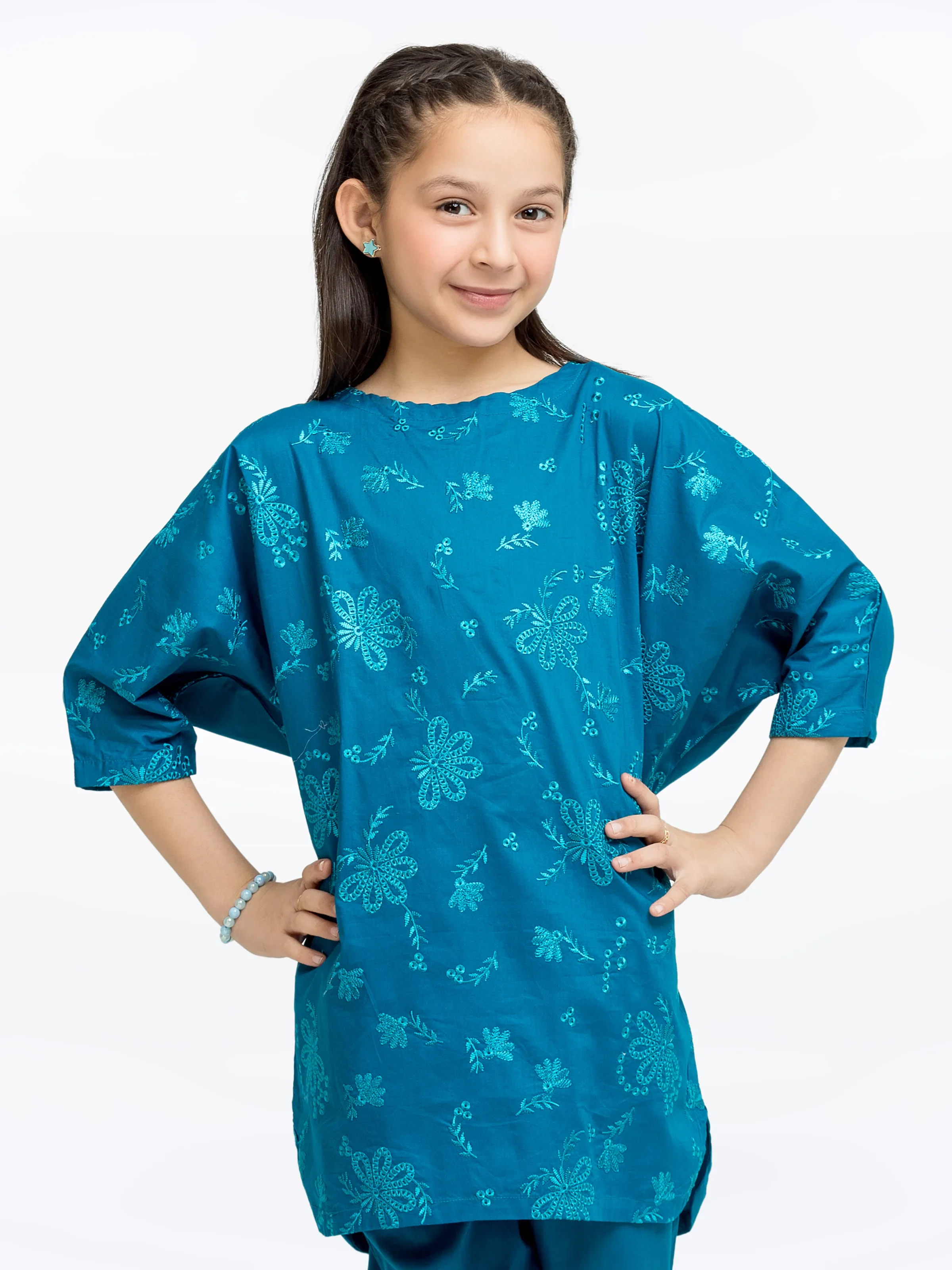 Embroidered Cambric Shirt Trouser - EGTKE24-70780ST - Image 2