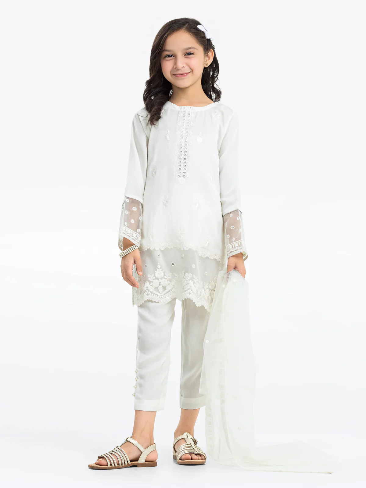 Embroidered Silk Suit - EGTKE23-70565-3P
