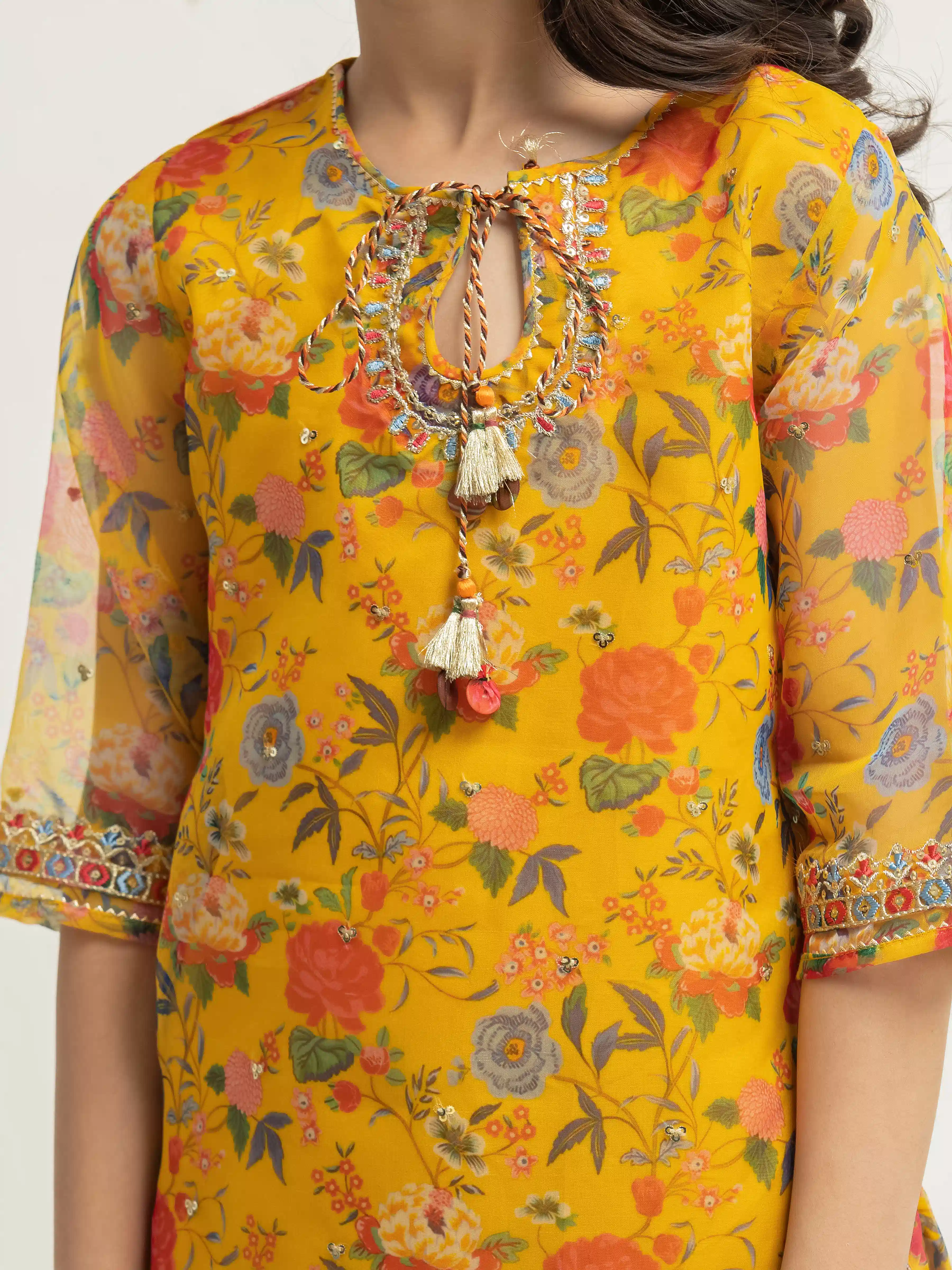 Embroidered Organza Suit - EGTKEP5-73078-3P - Image 3