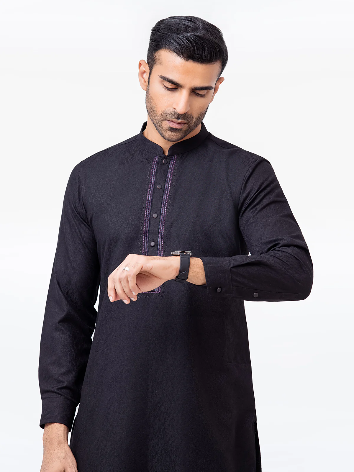 Embroidered Blended Kurta Pajama - EMTSC23-104 - Image 2
