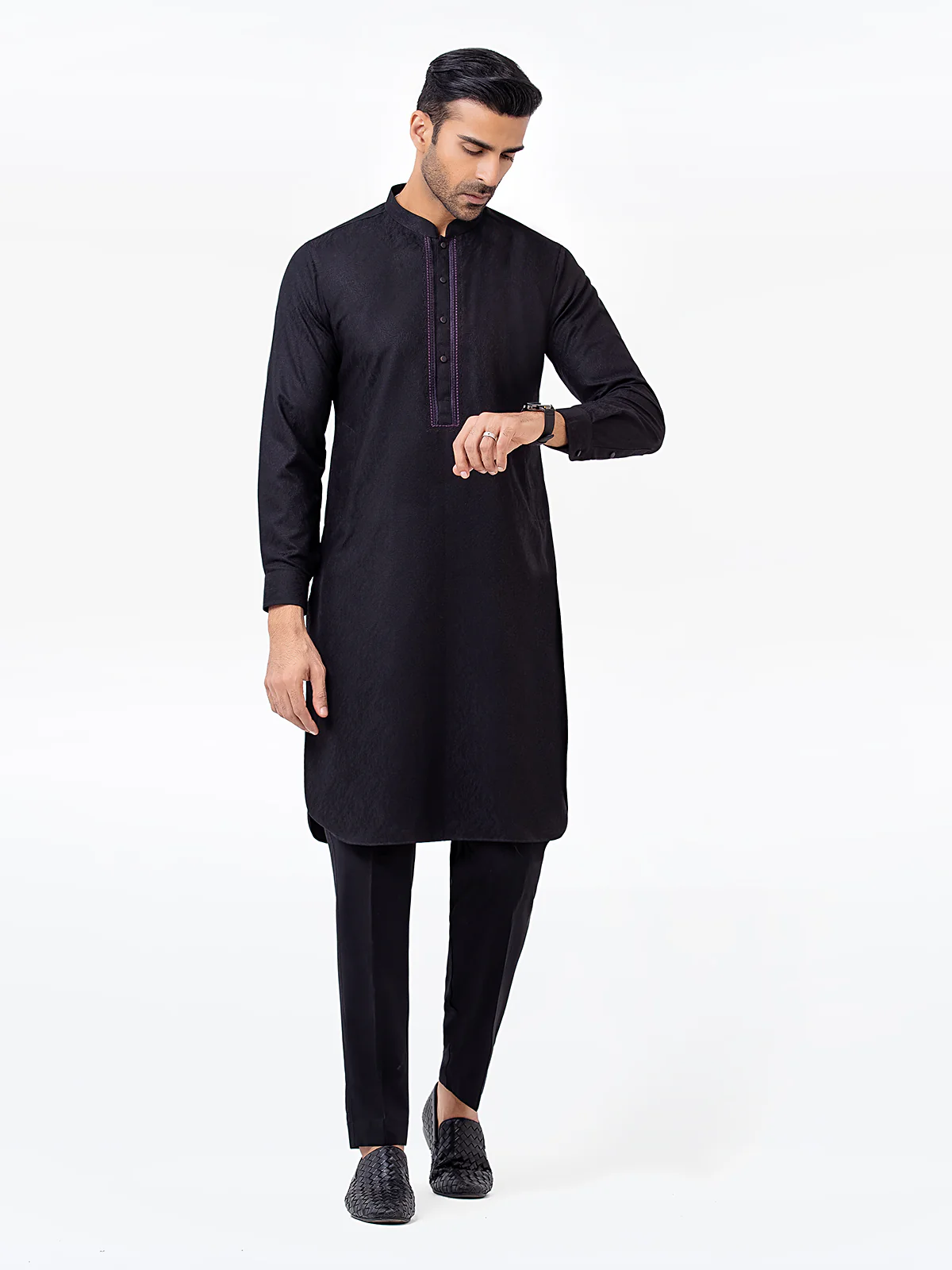 Embroidered Blended Kurta Pajama - EMTSC23-104 - Image 3