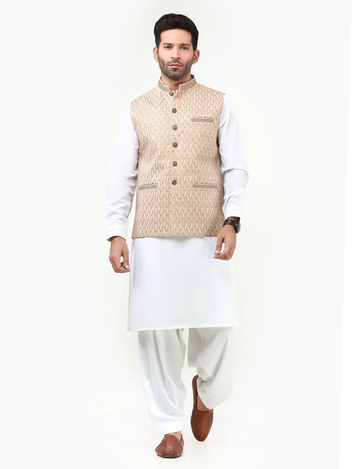 Embroidered Cotton Waistcoat - EMTWCC21-109