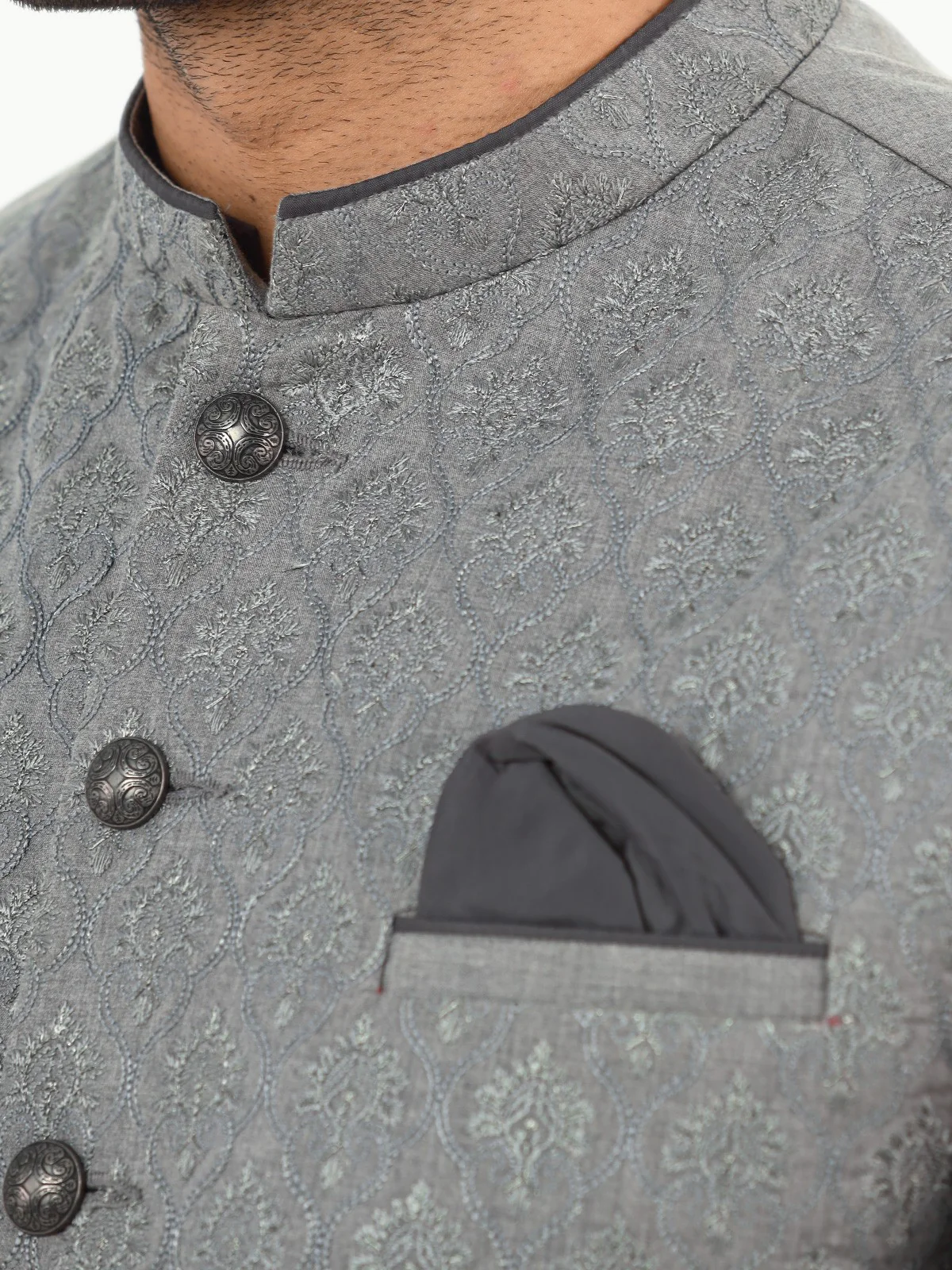Embroidered Cotton Waistcoat - EMTWCC22-137 - Image 4