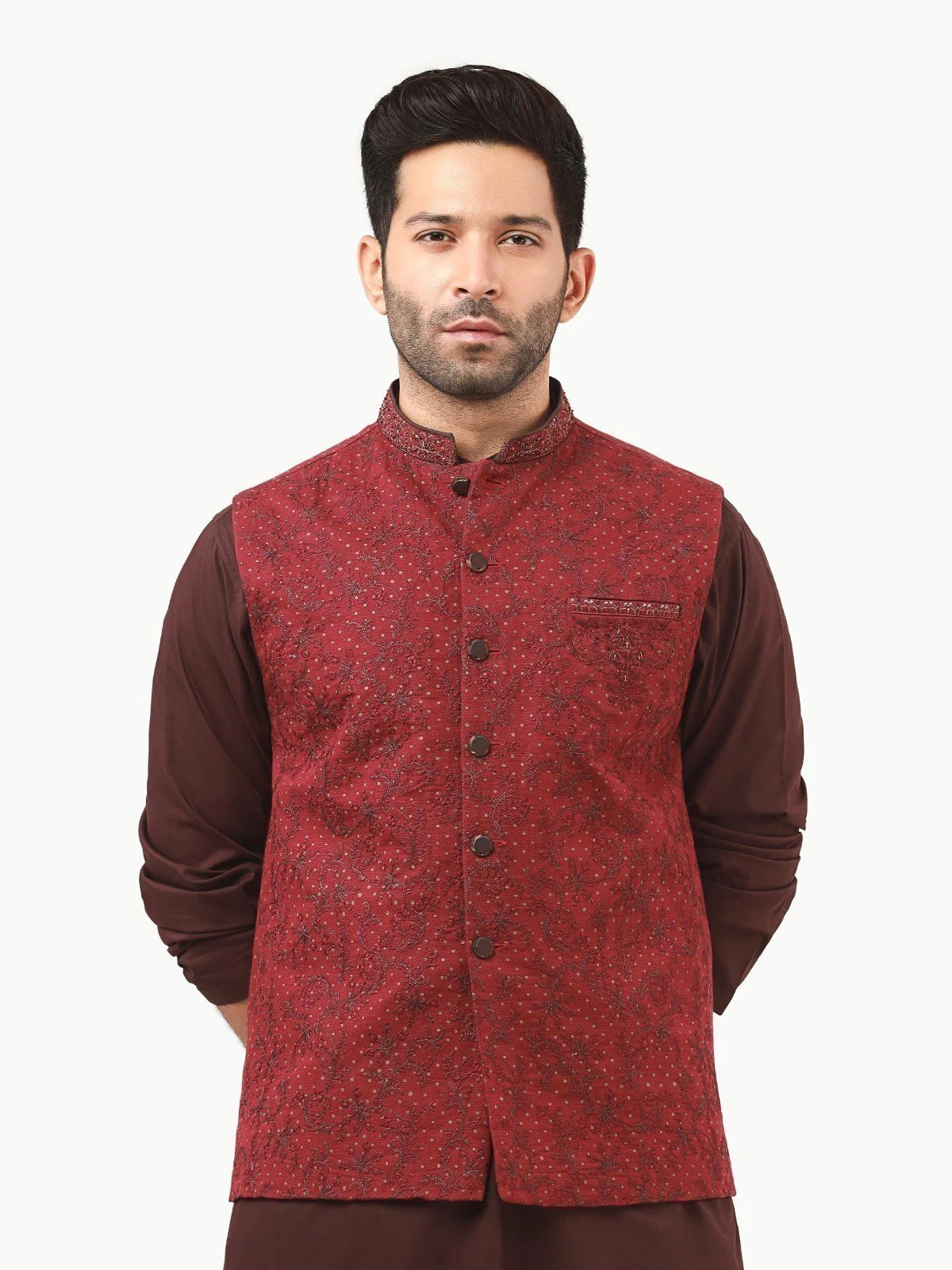 Embroidered Khaddar Waistcoat - EMTWCC22-118 - Image 2