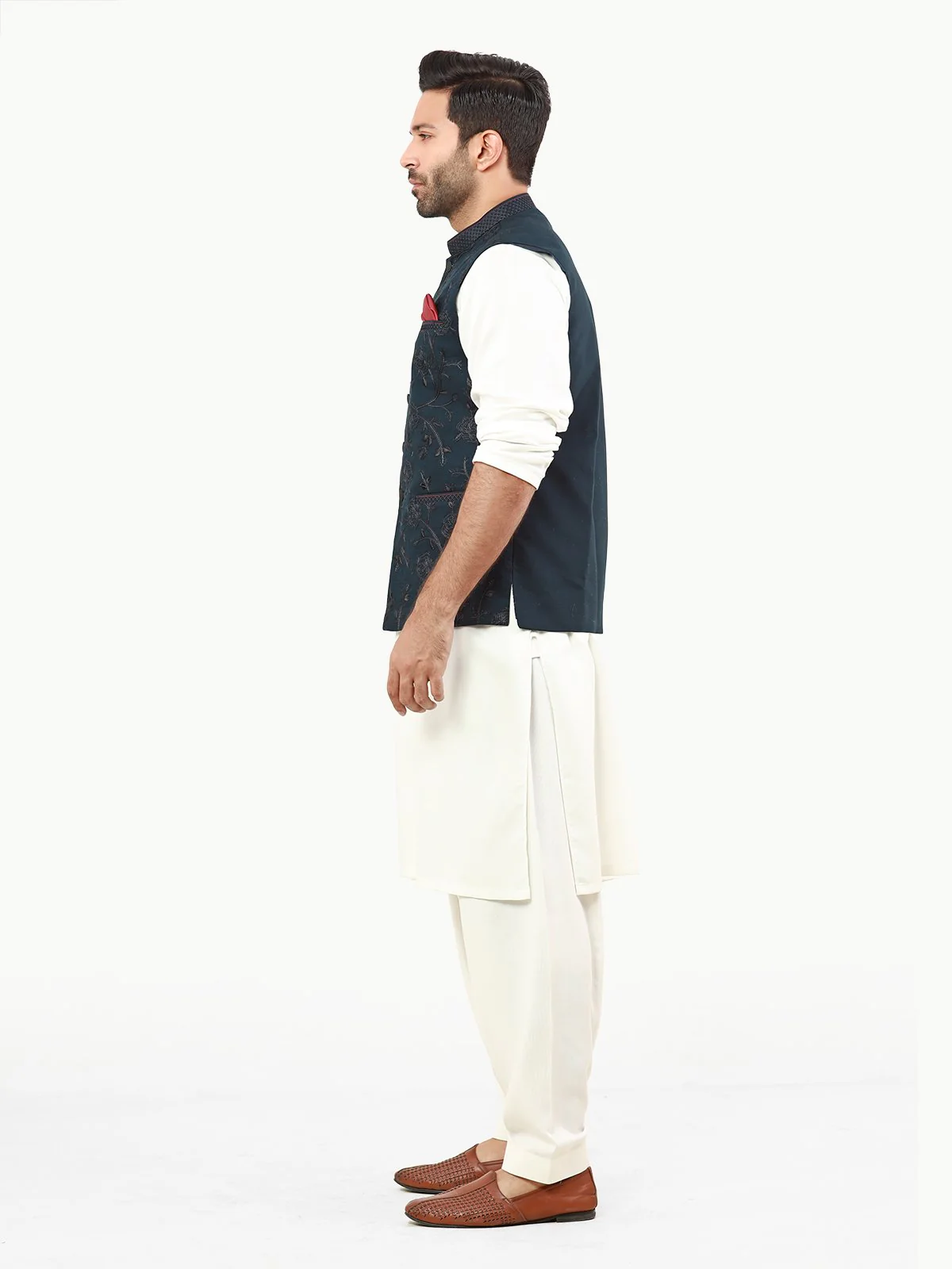 Embroidered Cotton Waistcoat - EMTWCC22-110 - Image 3