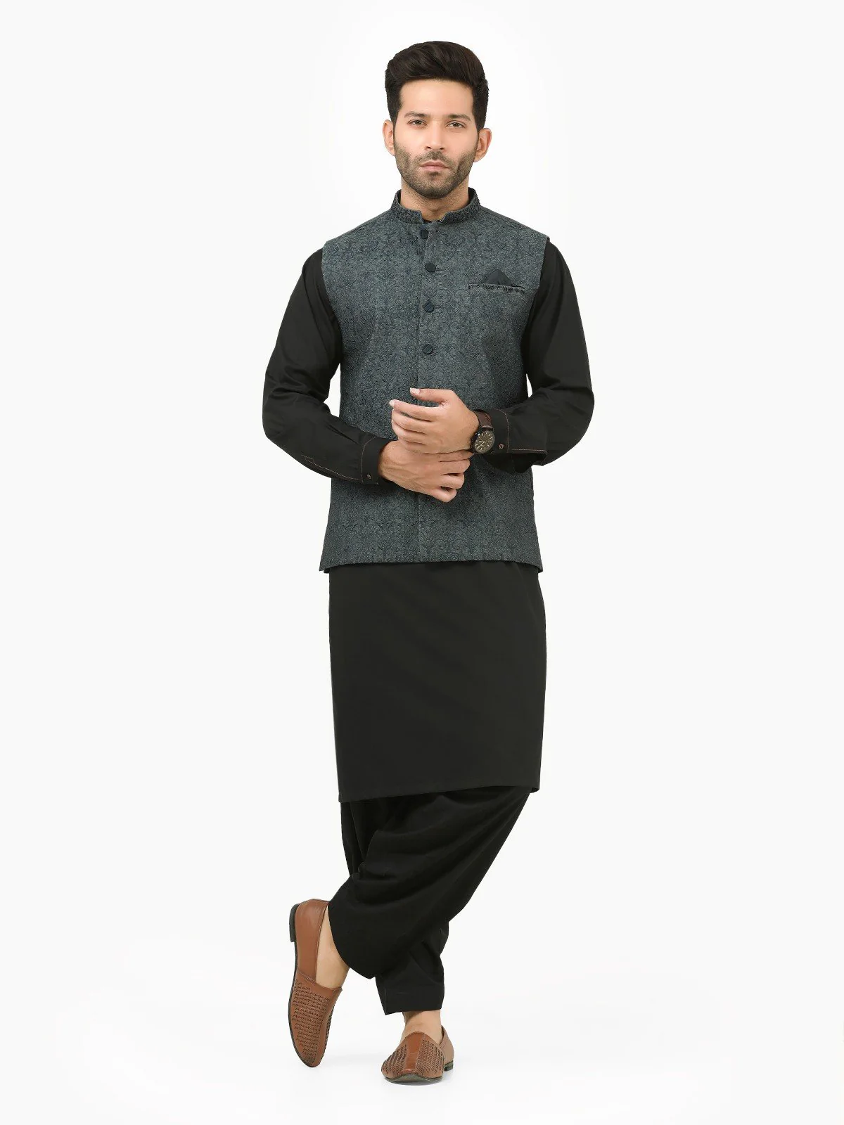Embroidered Cotton Waistcoat - EMTWCC22-124