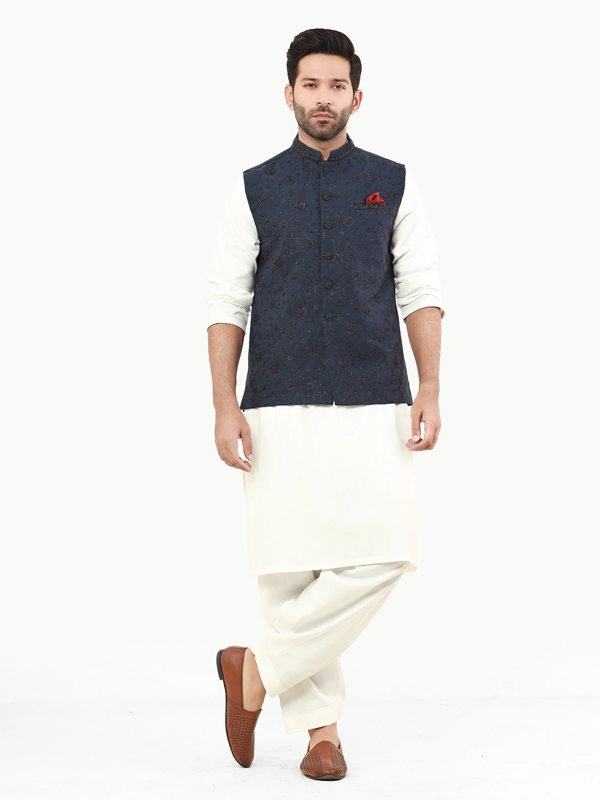 Embroidered Cotton Waistcoat - EMTWCC22-147