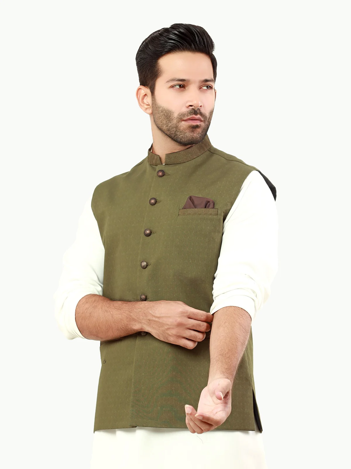 Embroidered Cotton Waistcoat - EMTWC22-35808 - Image 2