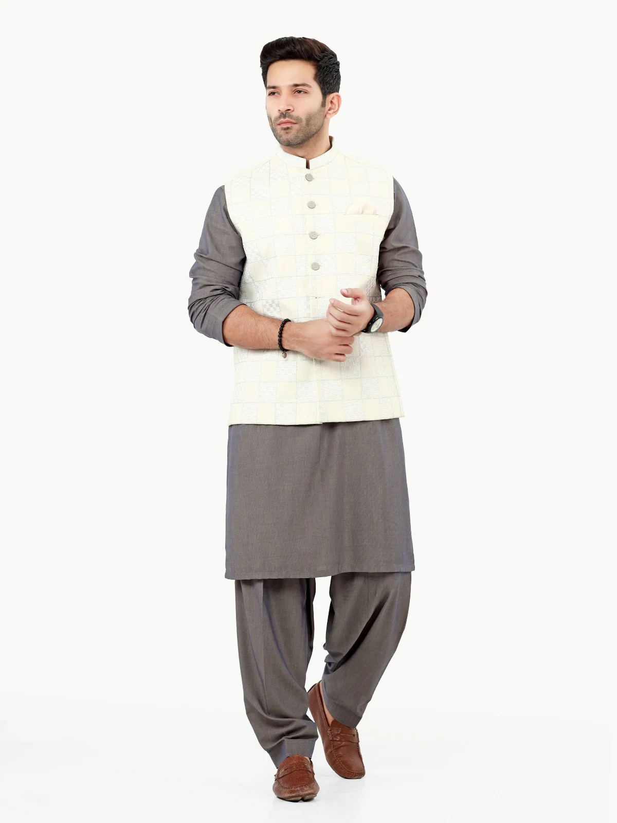Embroidered Cotton Waistcoat - EMTWCC22-135