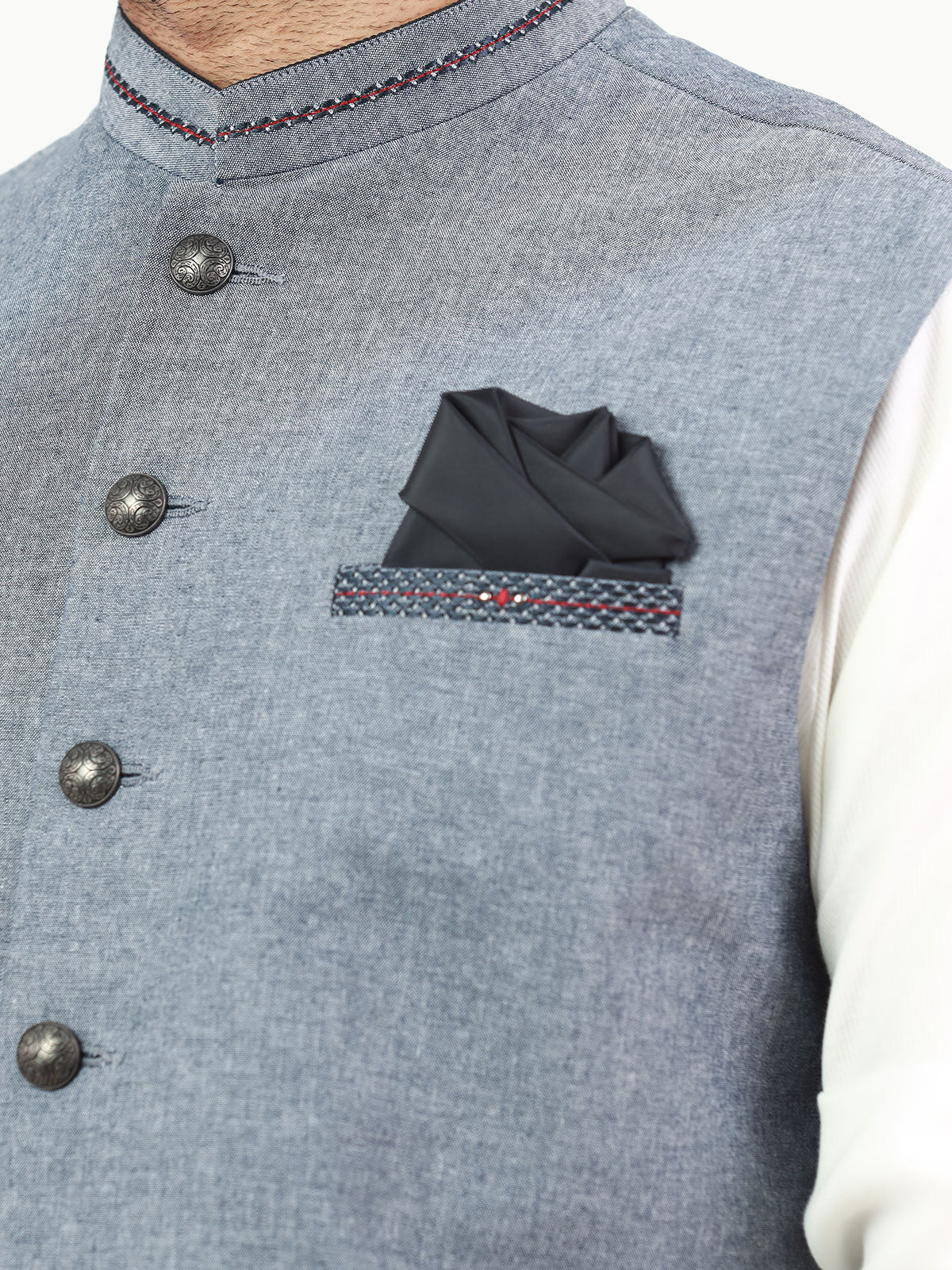 Embroidered Cotton Waistcoat - EMTWC22-35813 - Image 3