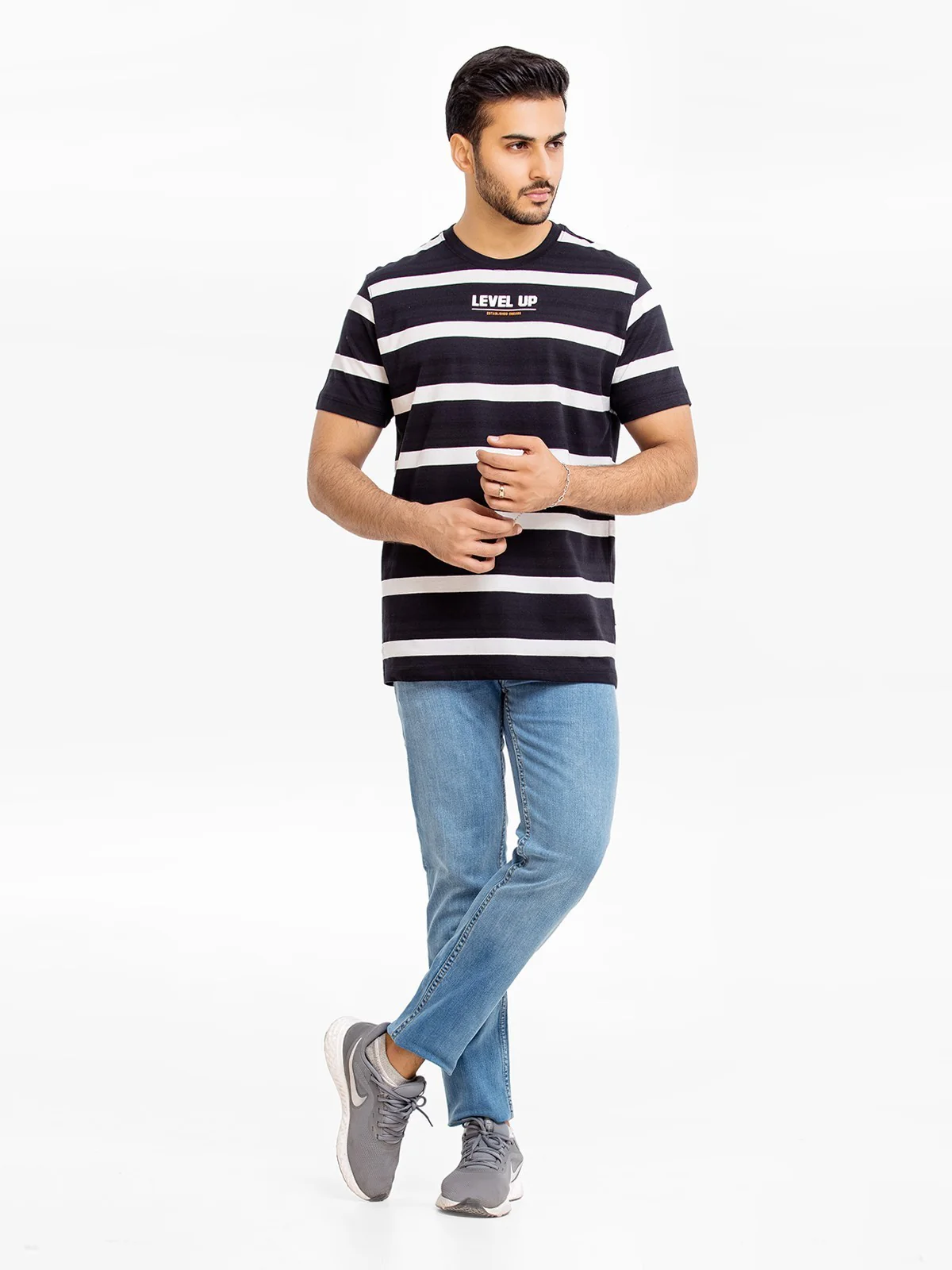 Crew Neck Striped Tee - EMTGT23-009 - Image 3
