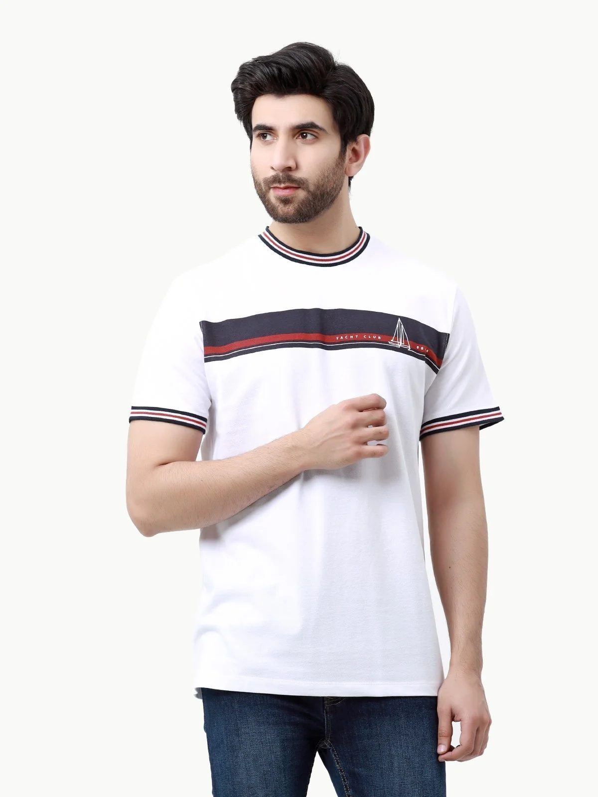 Crew Neck Striped Tee - EMTGT23-013