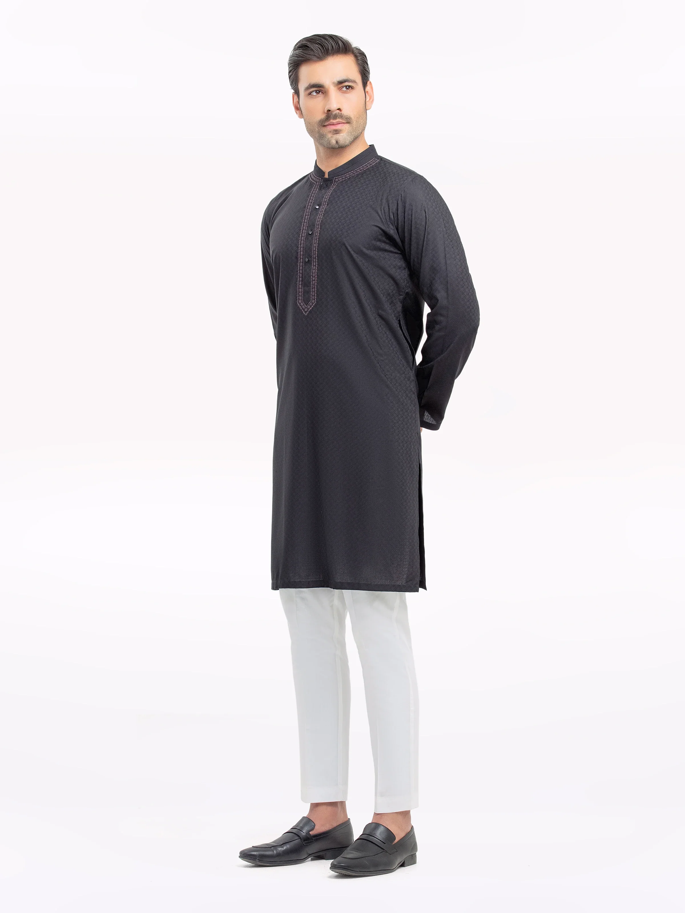 Embroidered Dobby Kurta - EMTK5-99529 - Image 2
