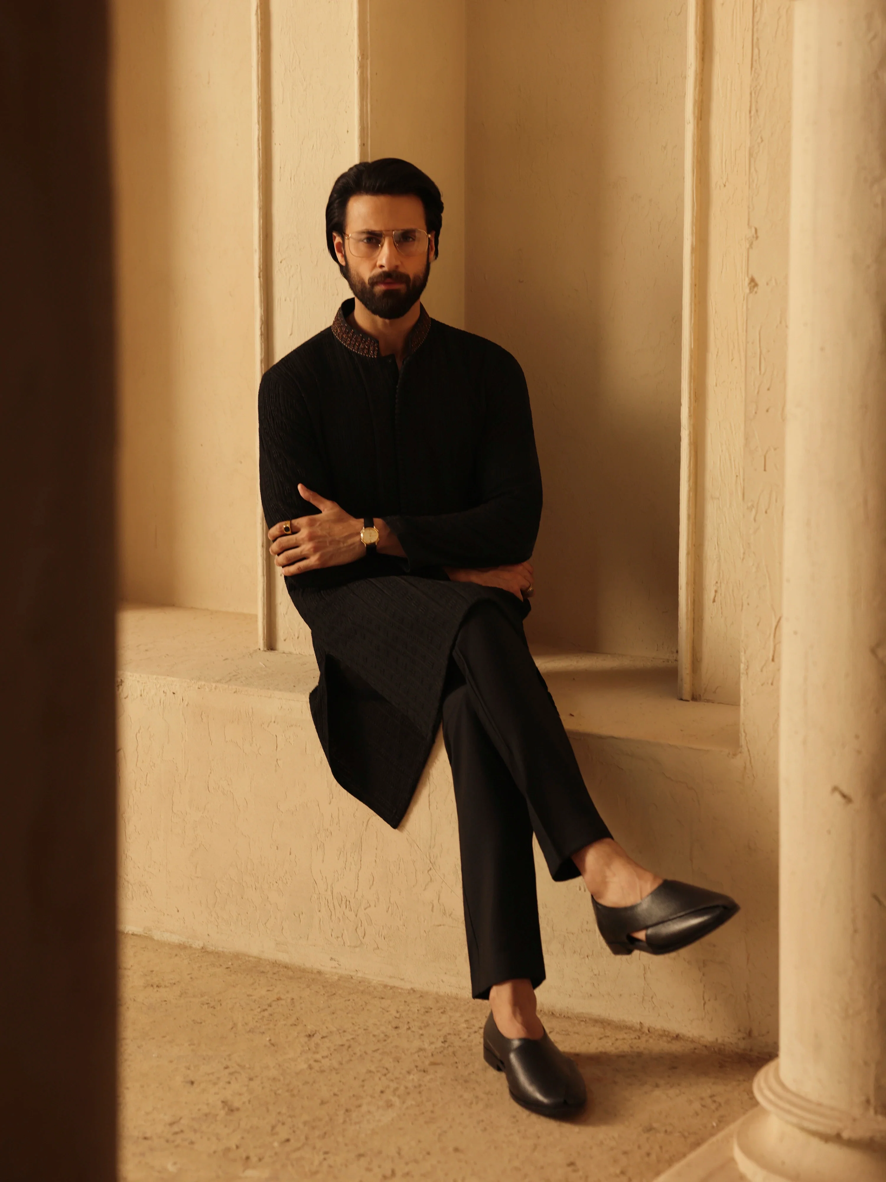 Embroidered Schiffli Kurta Pajama - ECMTKP5-003 - Image 4