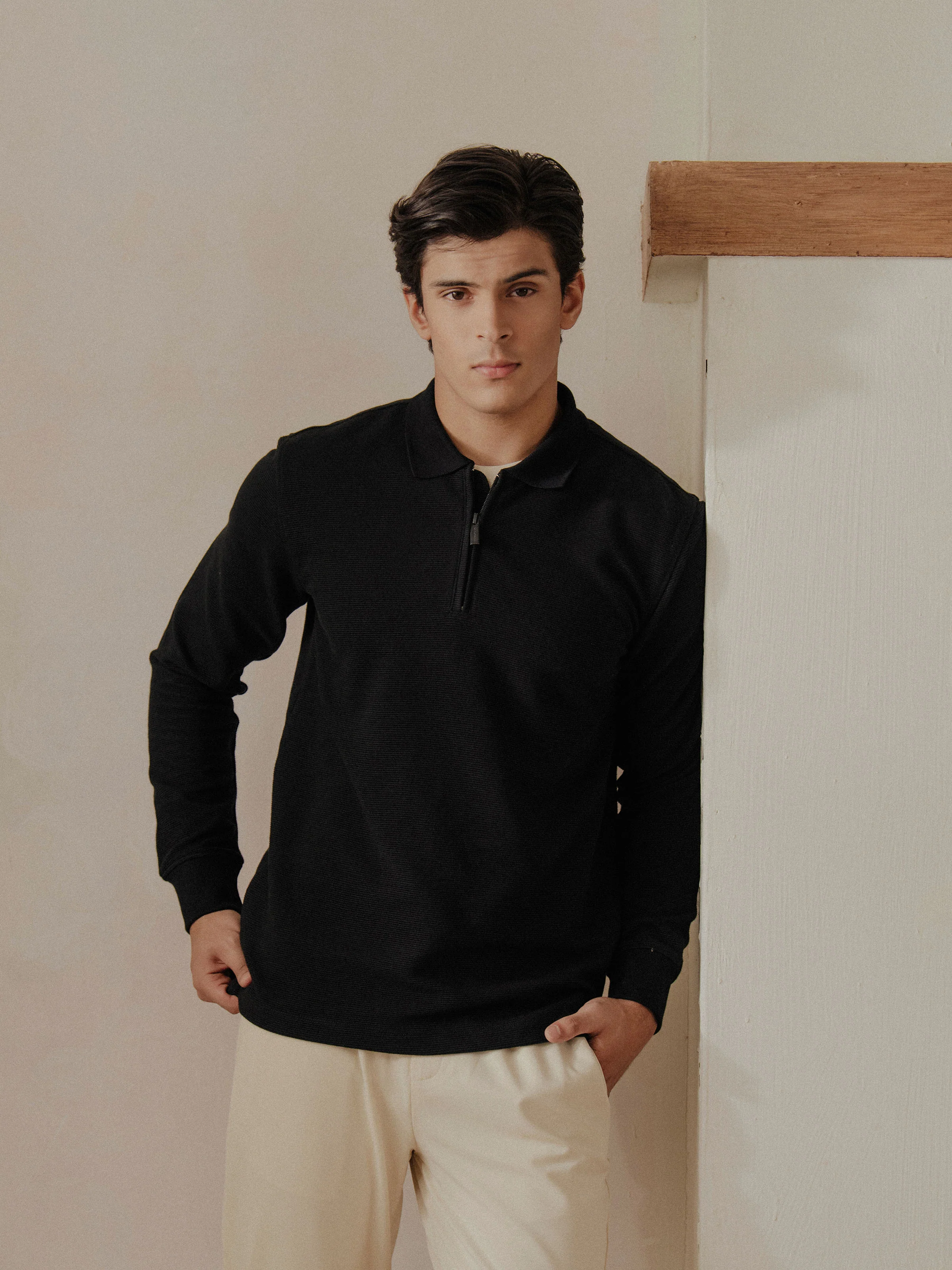 Full Sleeves Zipper Polo - EMTPFS5-007