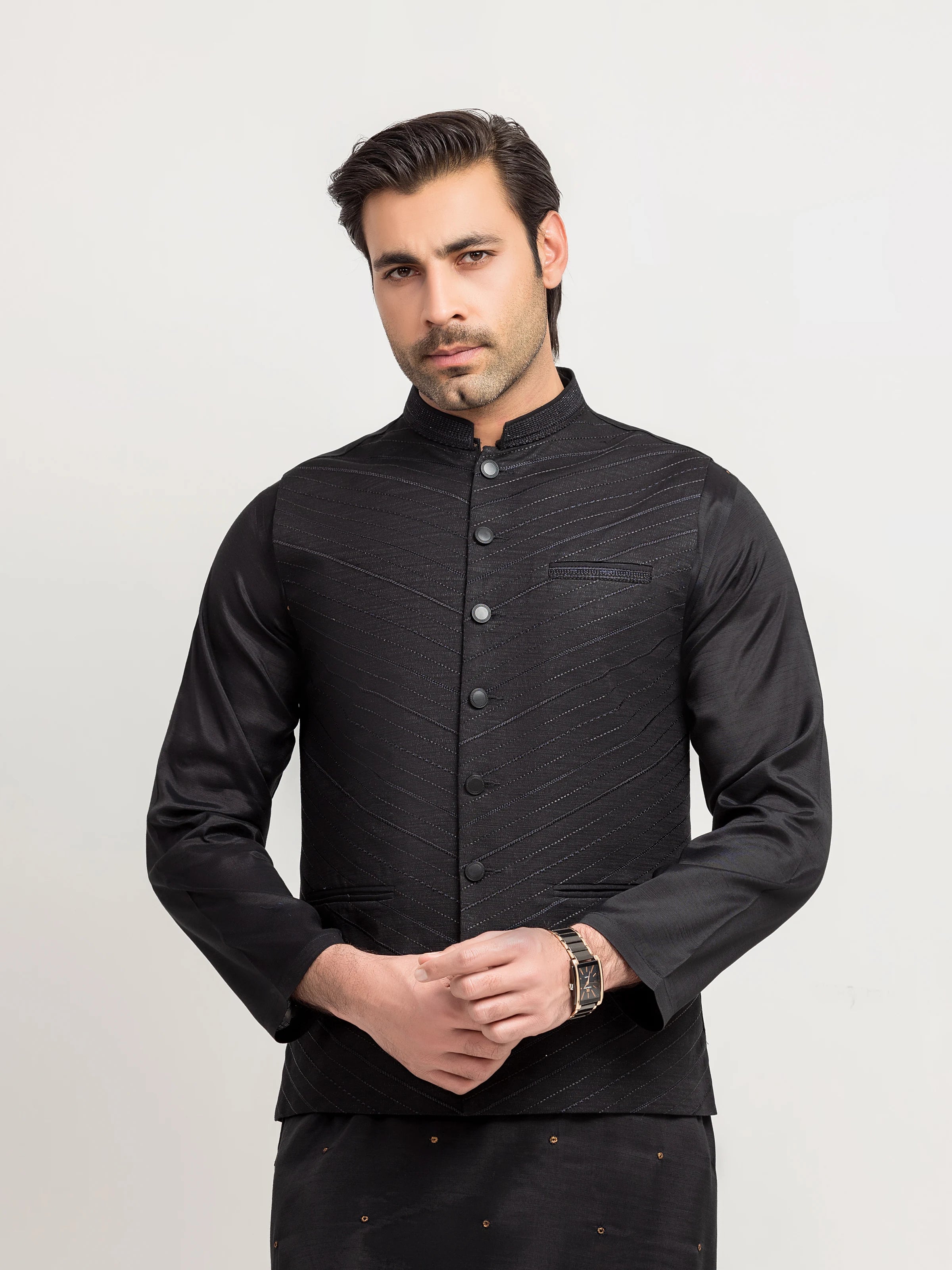 Embroidered Khaddar Waistcoat - EMTWCE5-35995