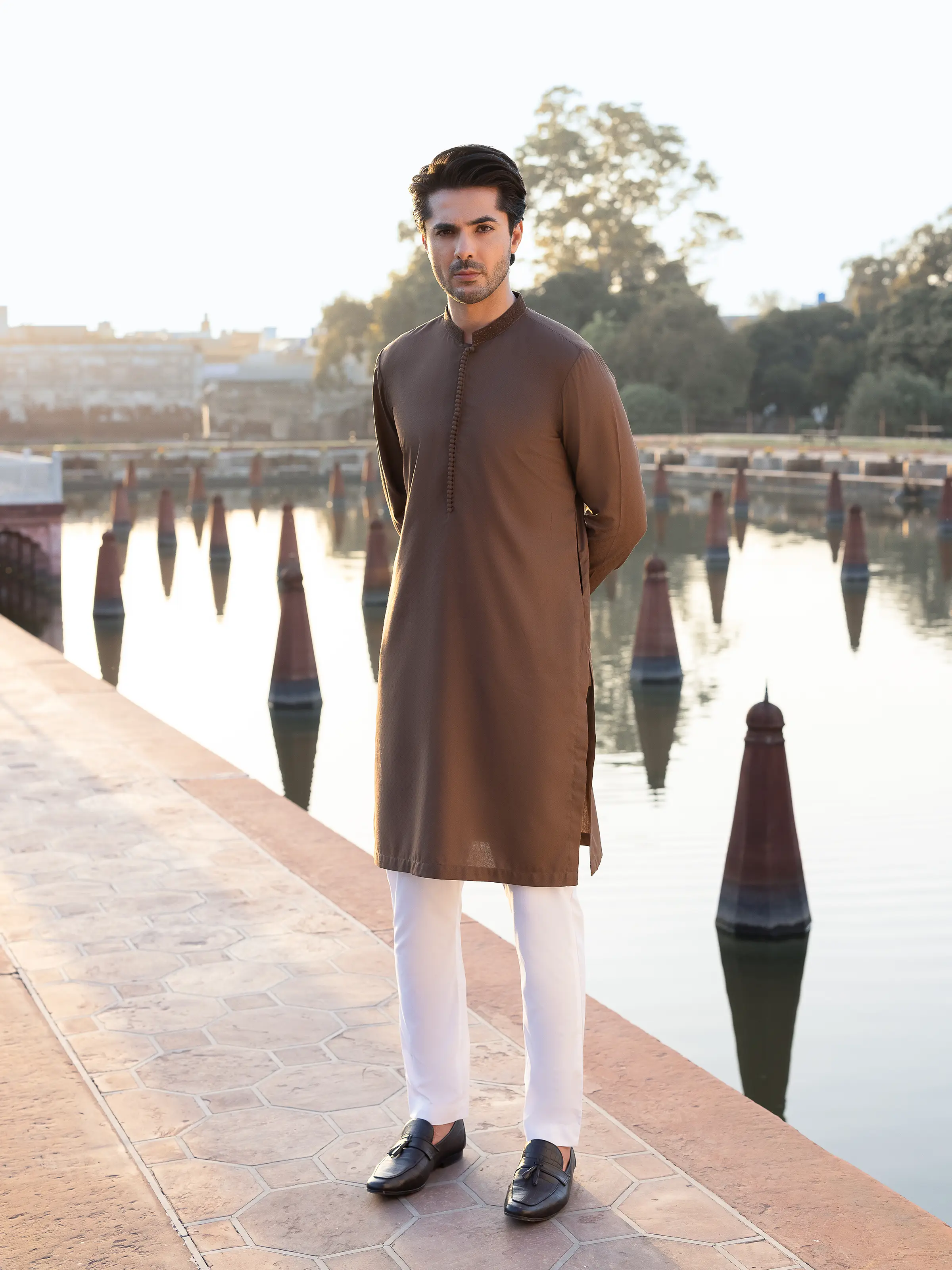 Embroidered Dobby Kurta - EMTK5-99530