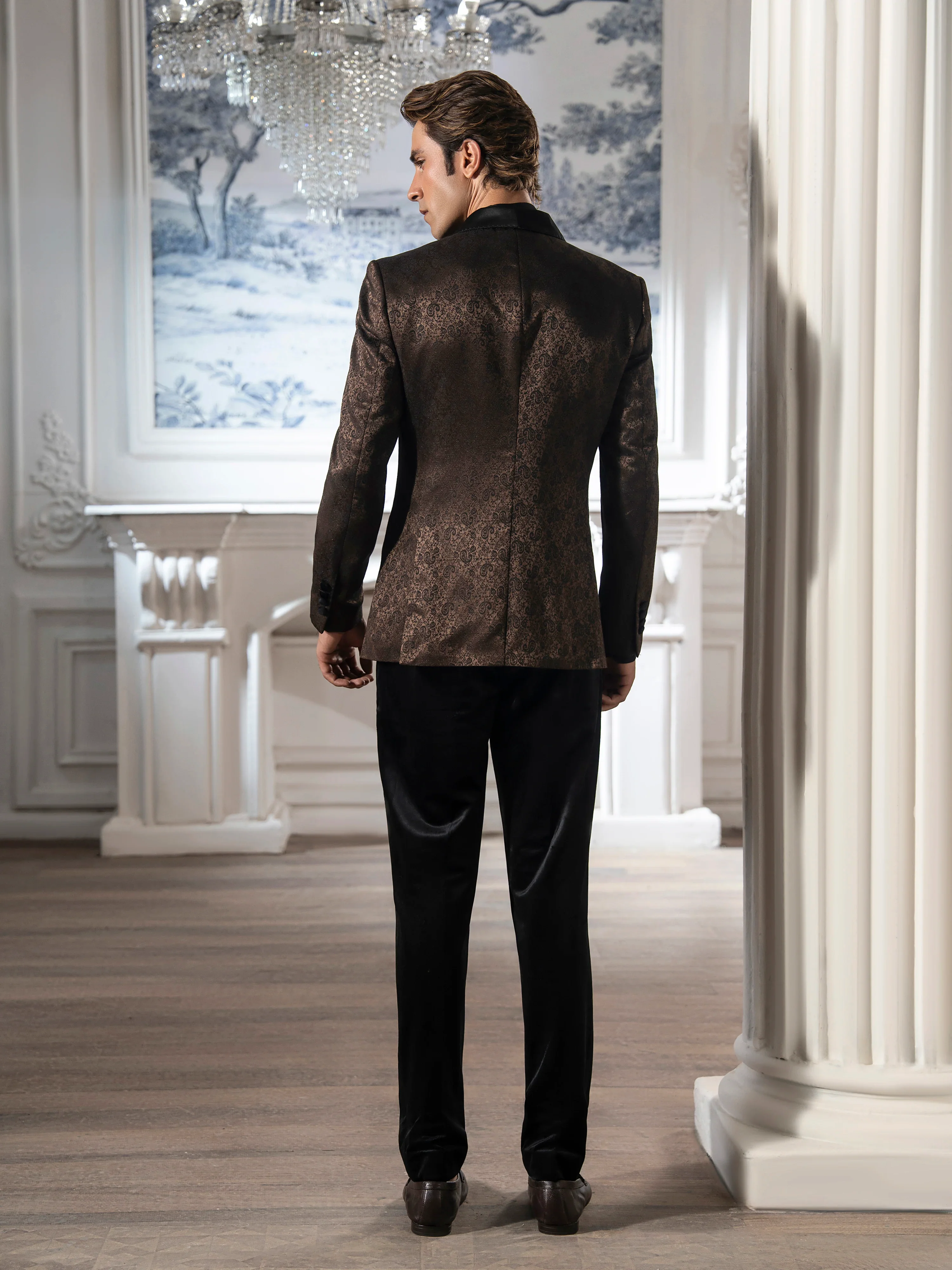 Rounded Shawl Collar Tuxedo Suit - ECMTCPT5-1007 - Image 6