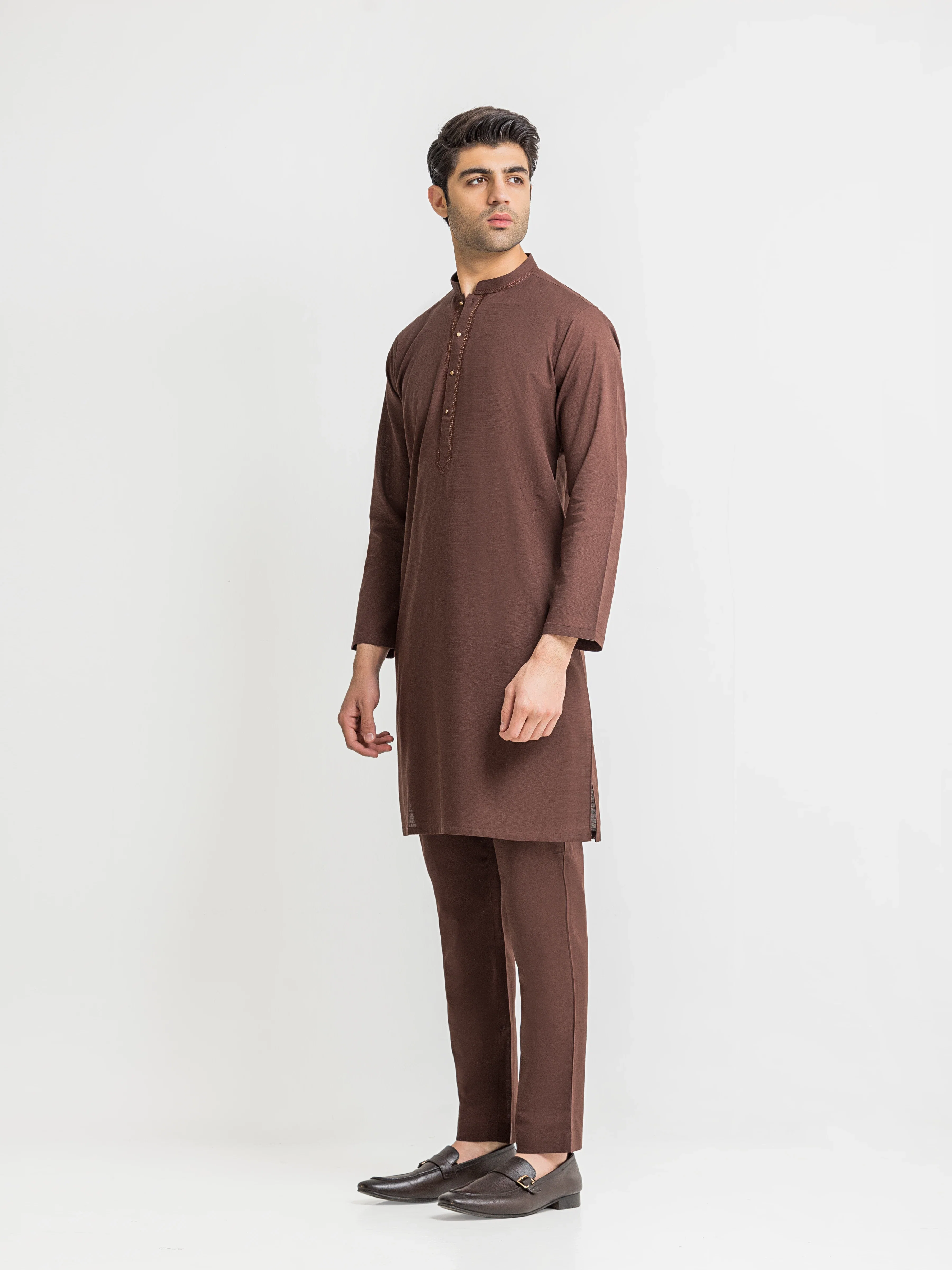 Embroidered Khaddar Kurta Pajama - EMTKPT5-092 - Image 4