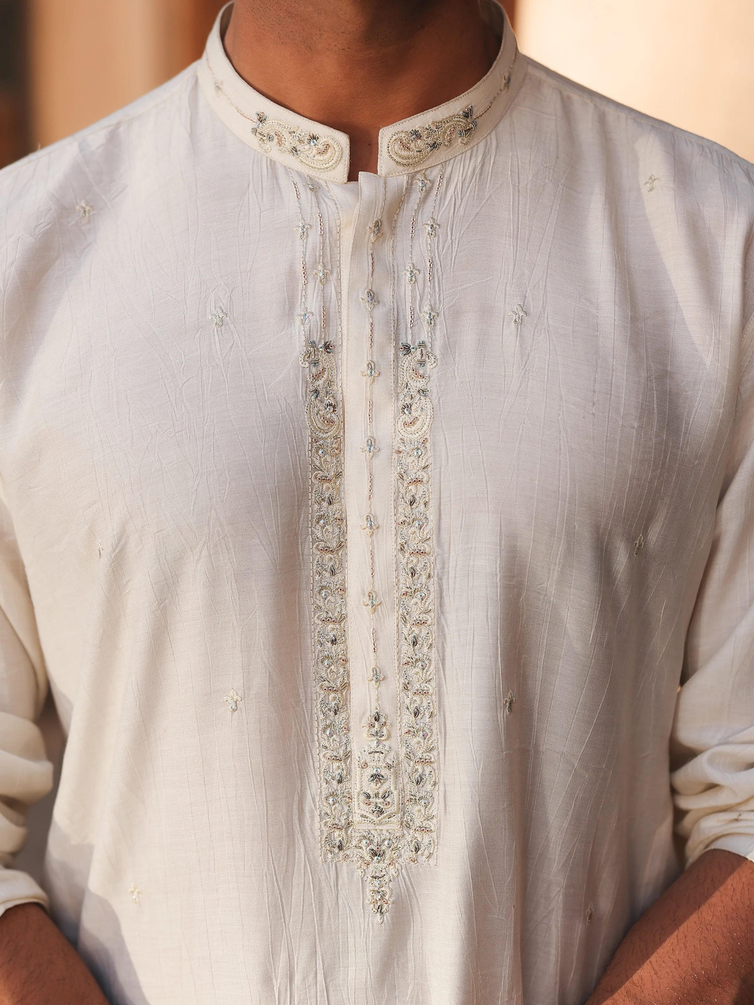 Embroidered Silk Kurta - EMTKC5-156 - Image 3