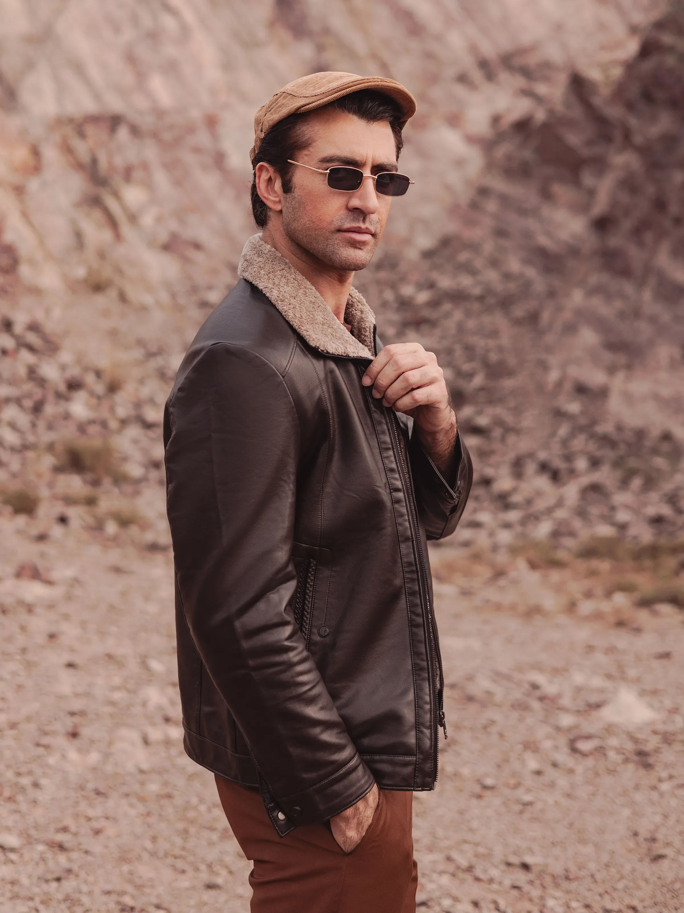 Fur Collar Leather Jacket - EMTJ24-023 - Image 3