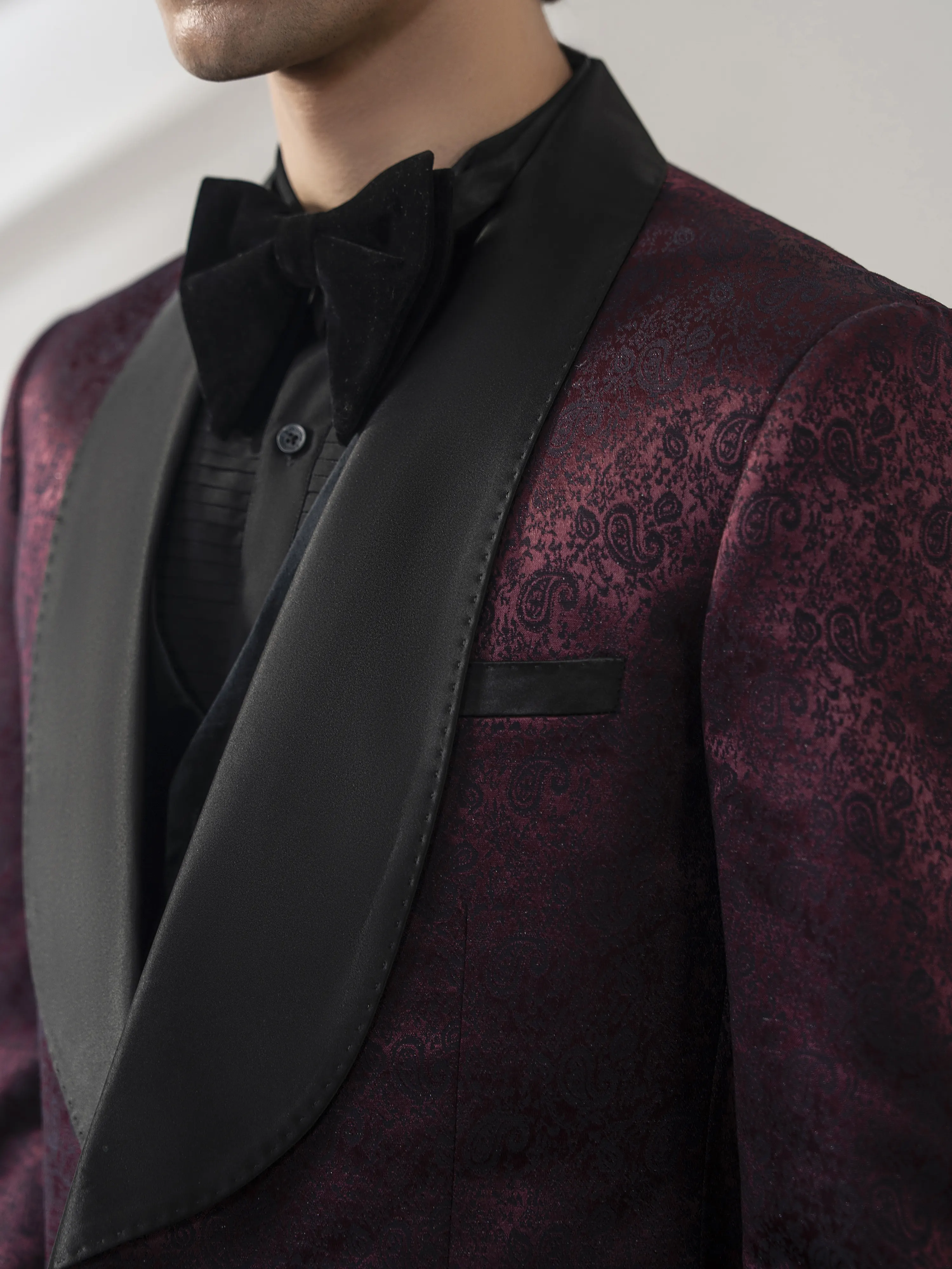 Rounded Shawl Collar Tuxedo Suit - ECMTCPT5-1005 - Image 3