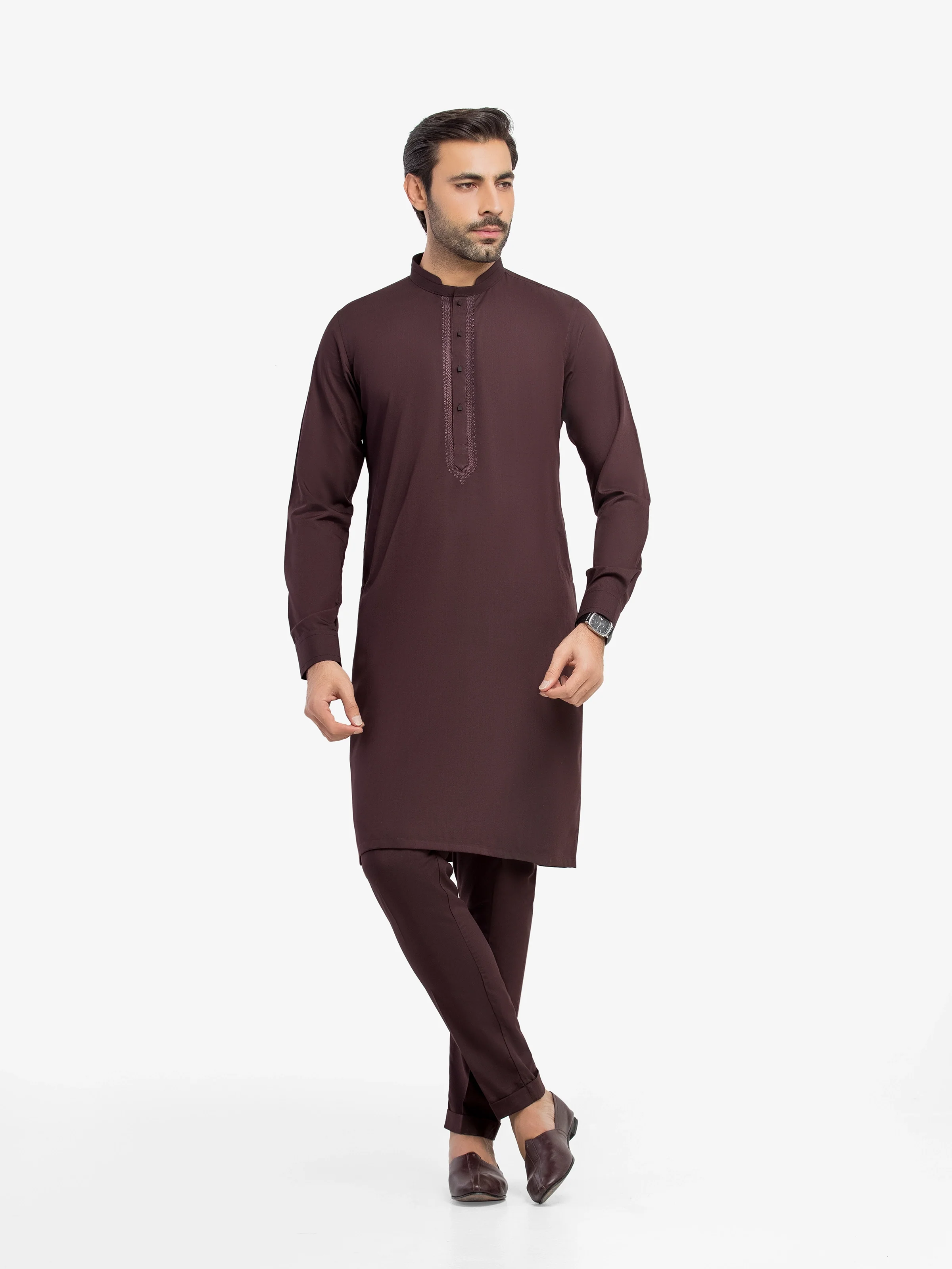Embroidered Blended Kurta Pajama - EMTKPT5-086