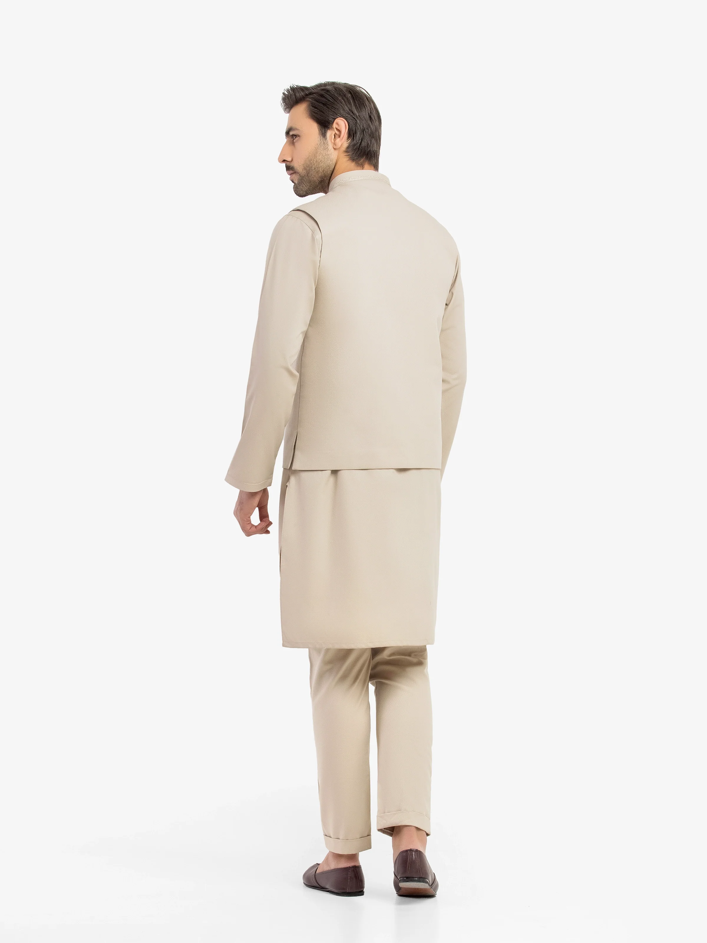 Embroidered Dobby Waistcoat Suit - ECMTWCS5-026 - Image 5