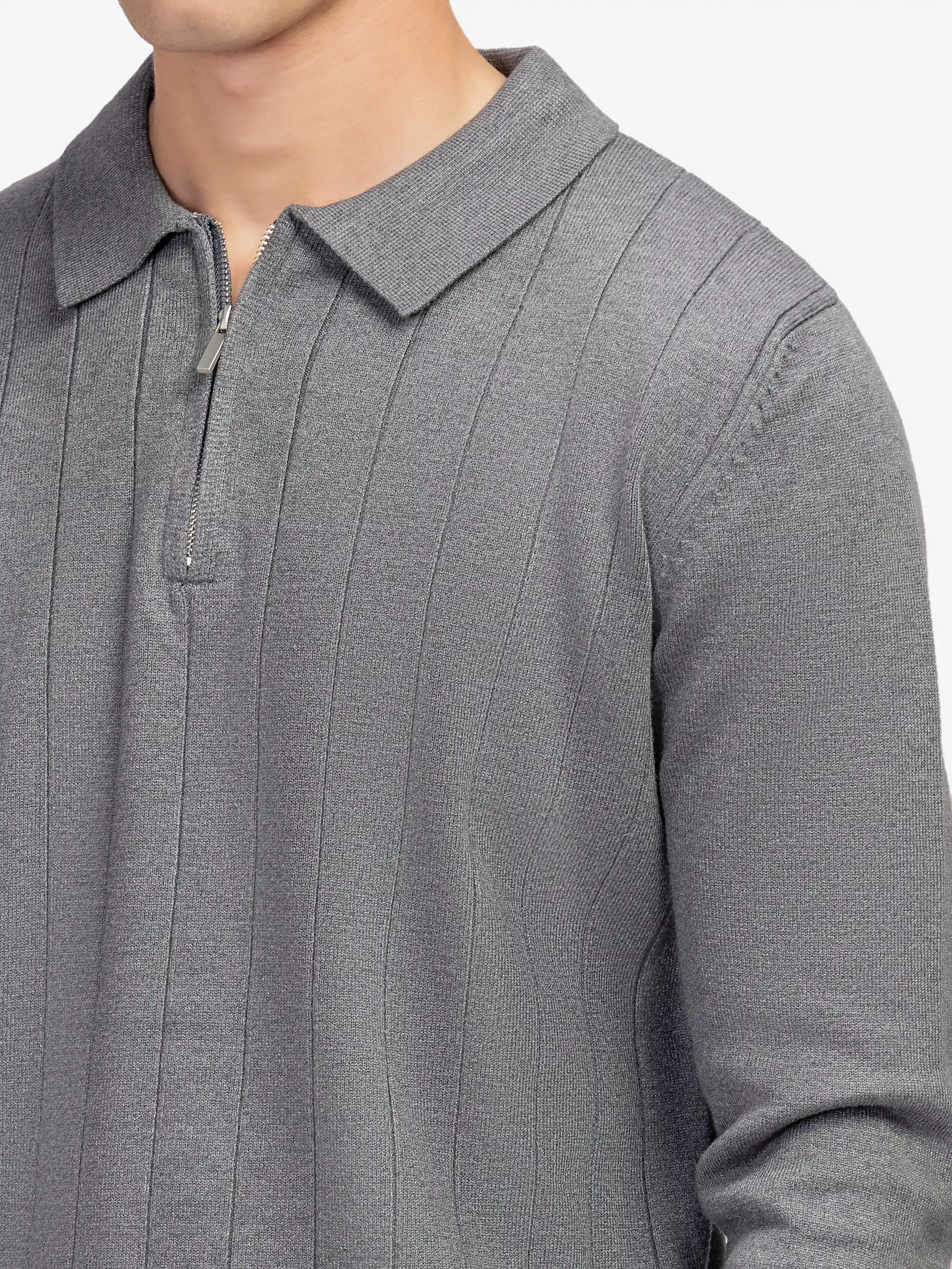 Drop Needle Zipper Sweater - EMTSWT5-029 - Image 2
