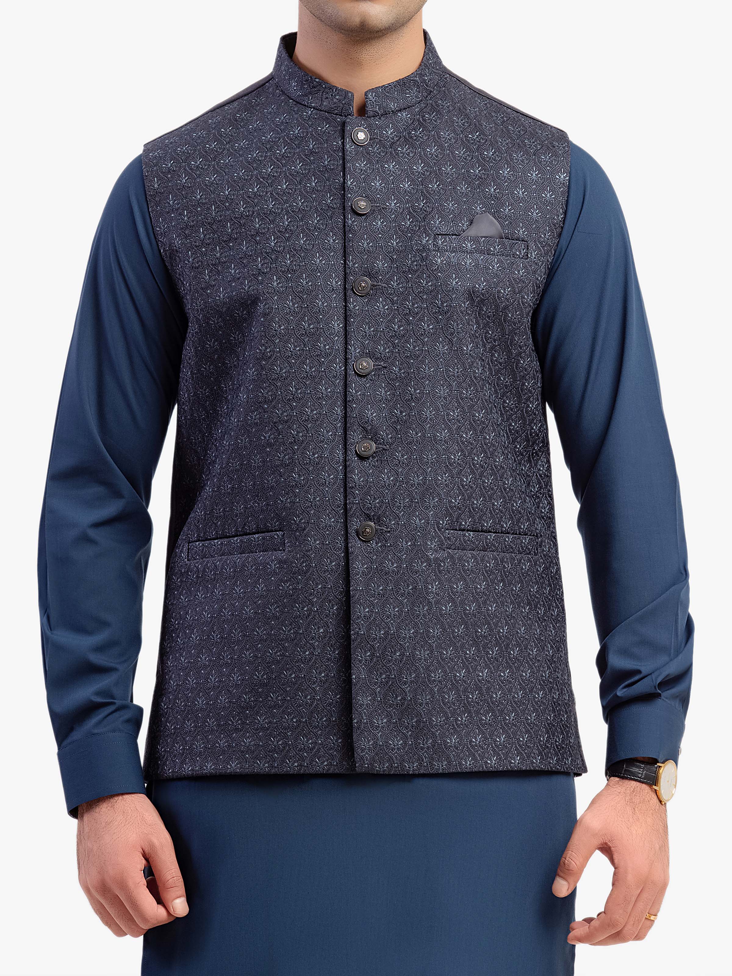 Embroidered Jacquard Waistcoat - EMTWC5-35959