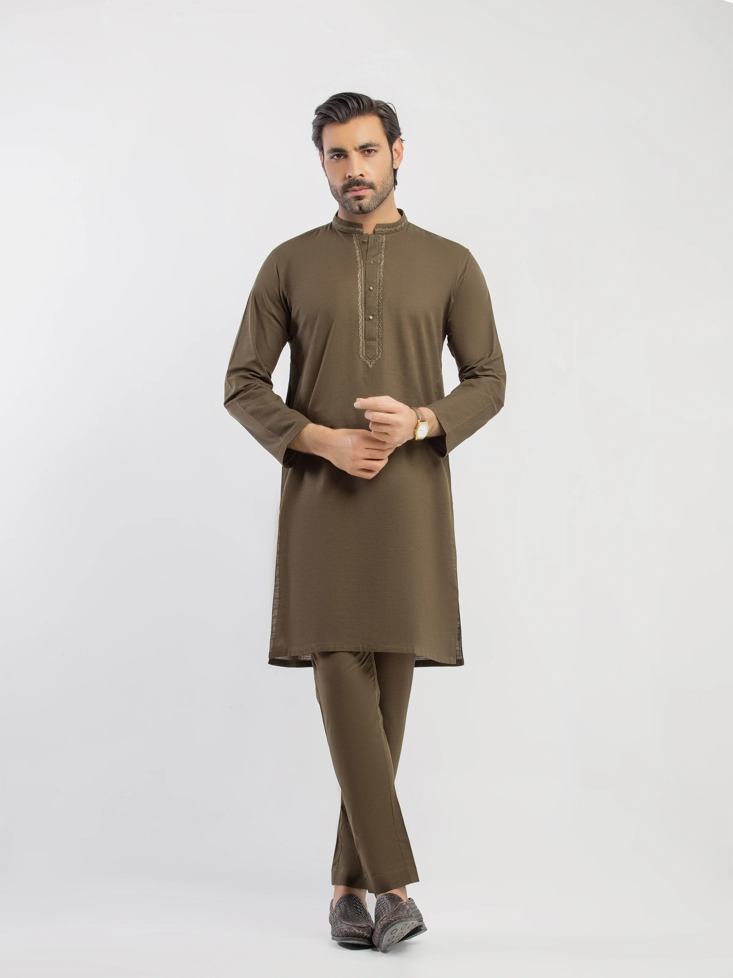 Embroidered Khaddar Kurta Pajama - EMTKPT5-093
