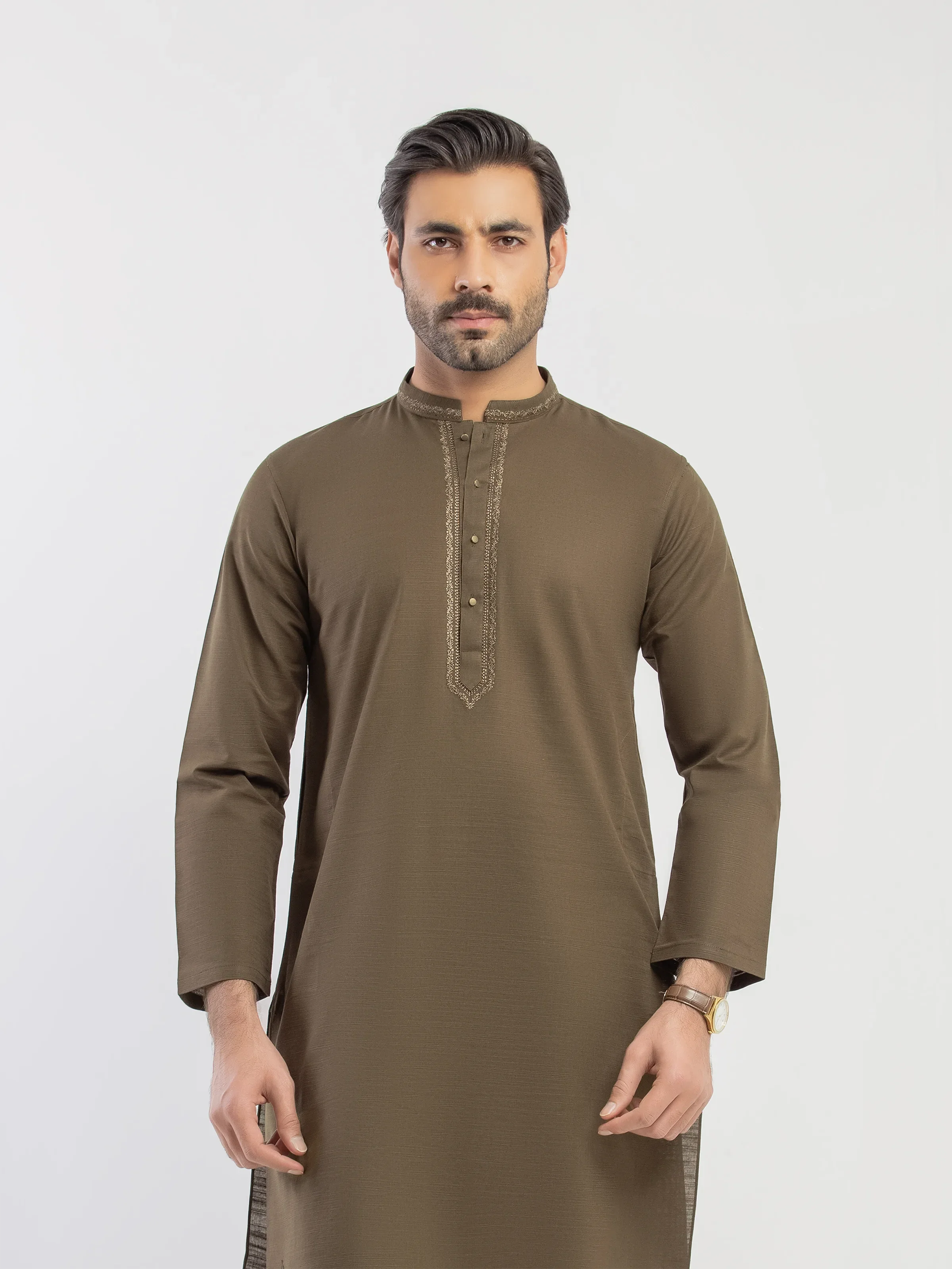 Embroidered Khaddar Kurta Pajama - EMTKPT5-093 - Image 2
