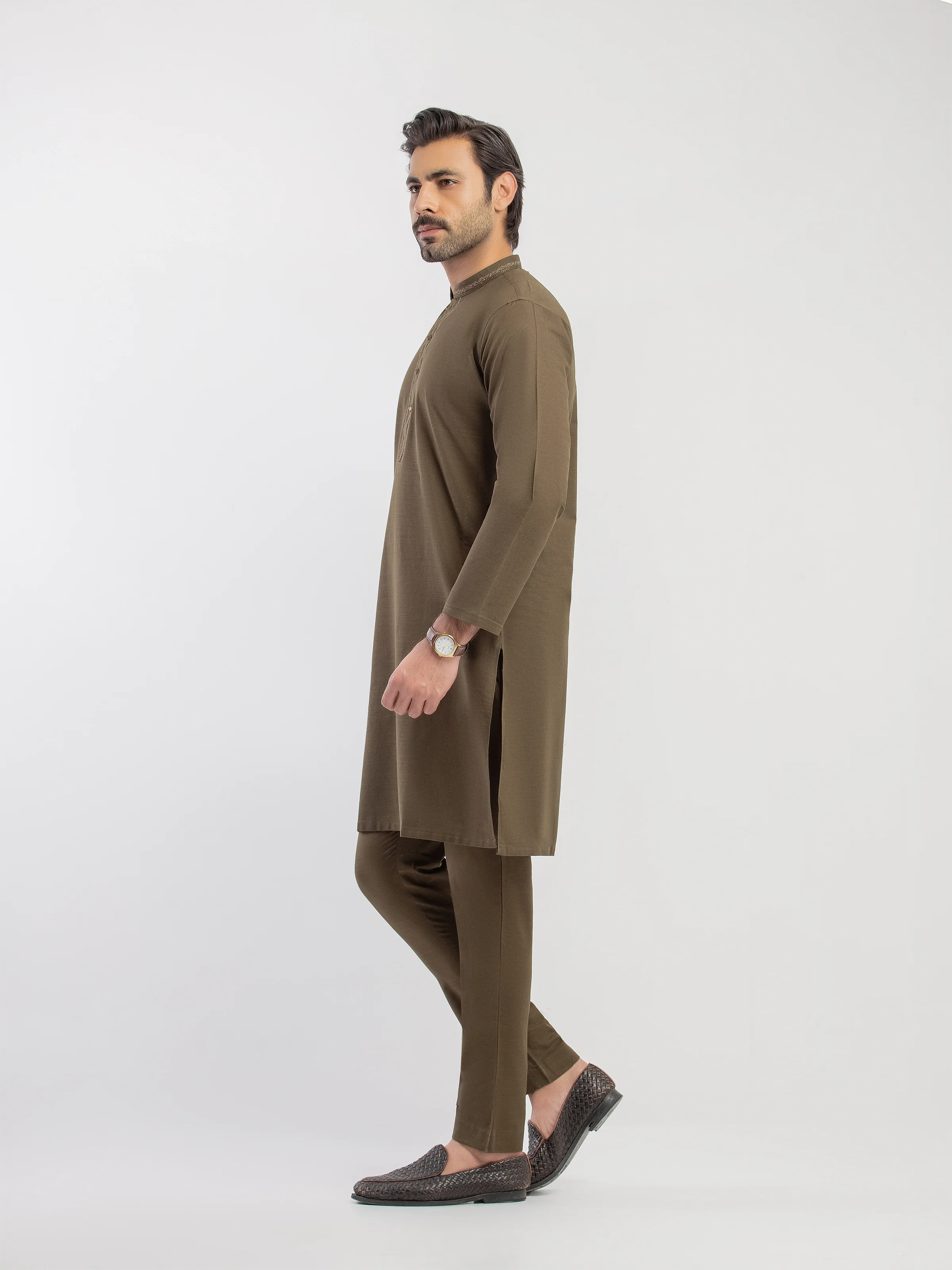 Embroidered Khaddar Kurta Pajama - EMTKPT5-093 - Image 4