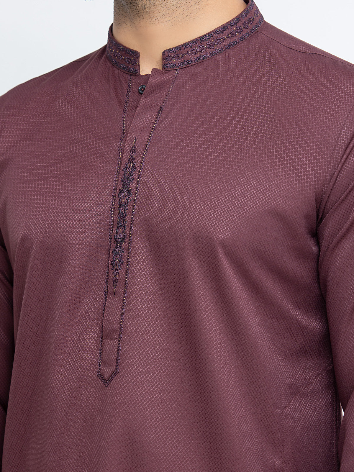 Embroidered Dobby Kurta - EMTK24S-99447 - Image 3