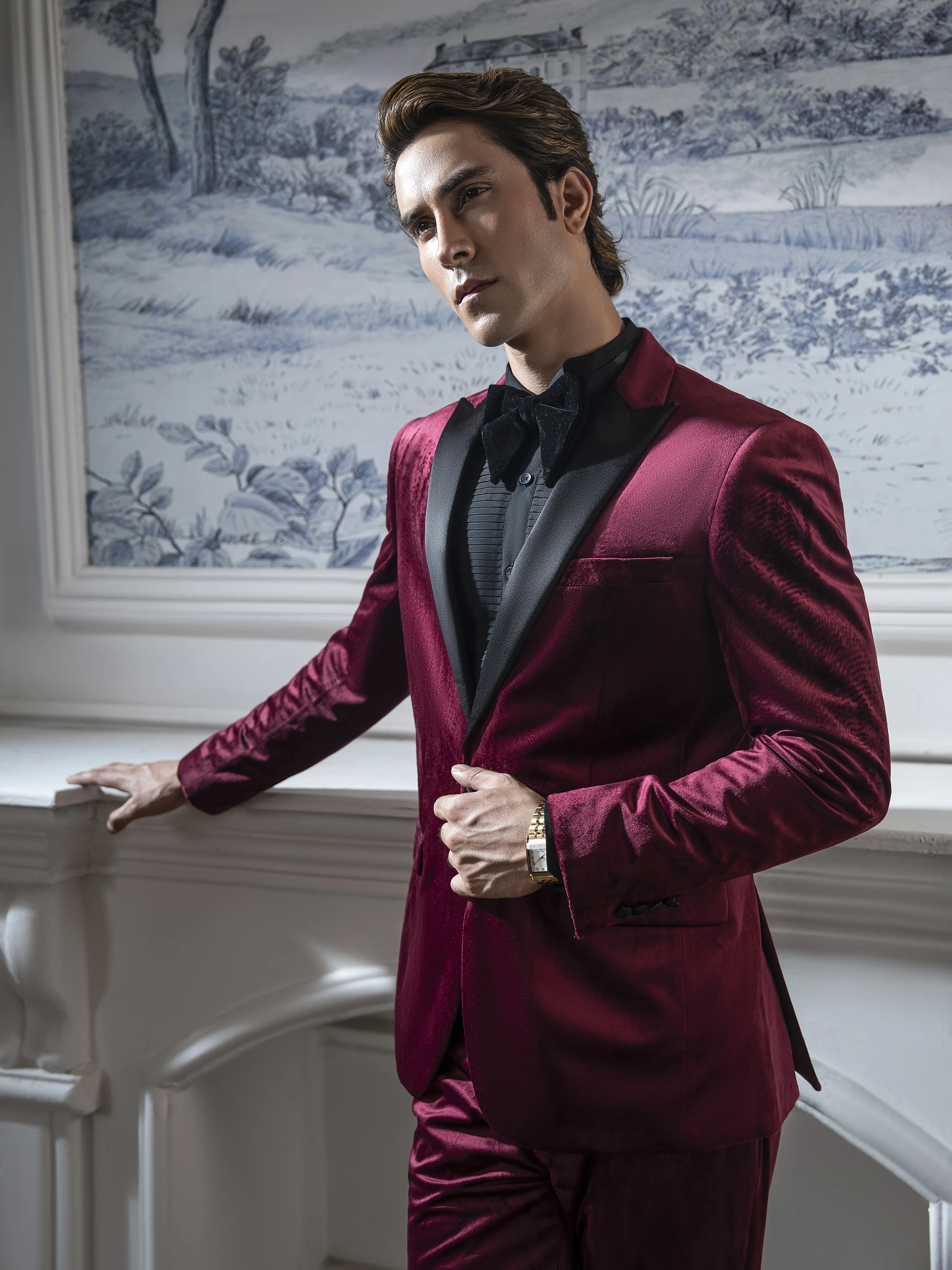 Peak Lapel Collar Tuxedo Suit - ECMTCPT5-1002 - Image 2